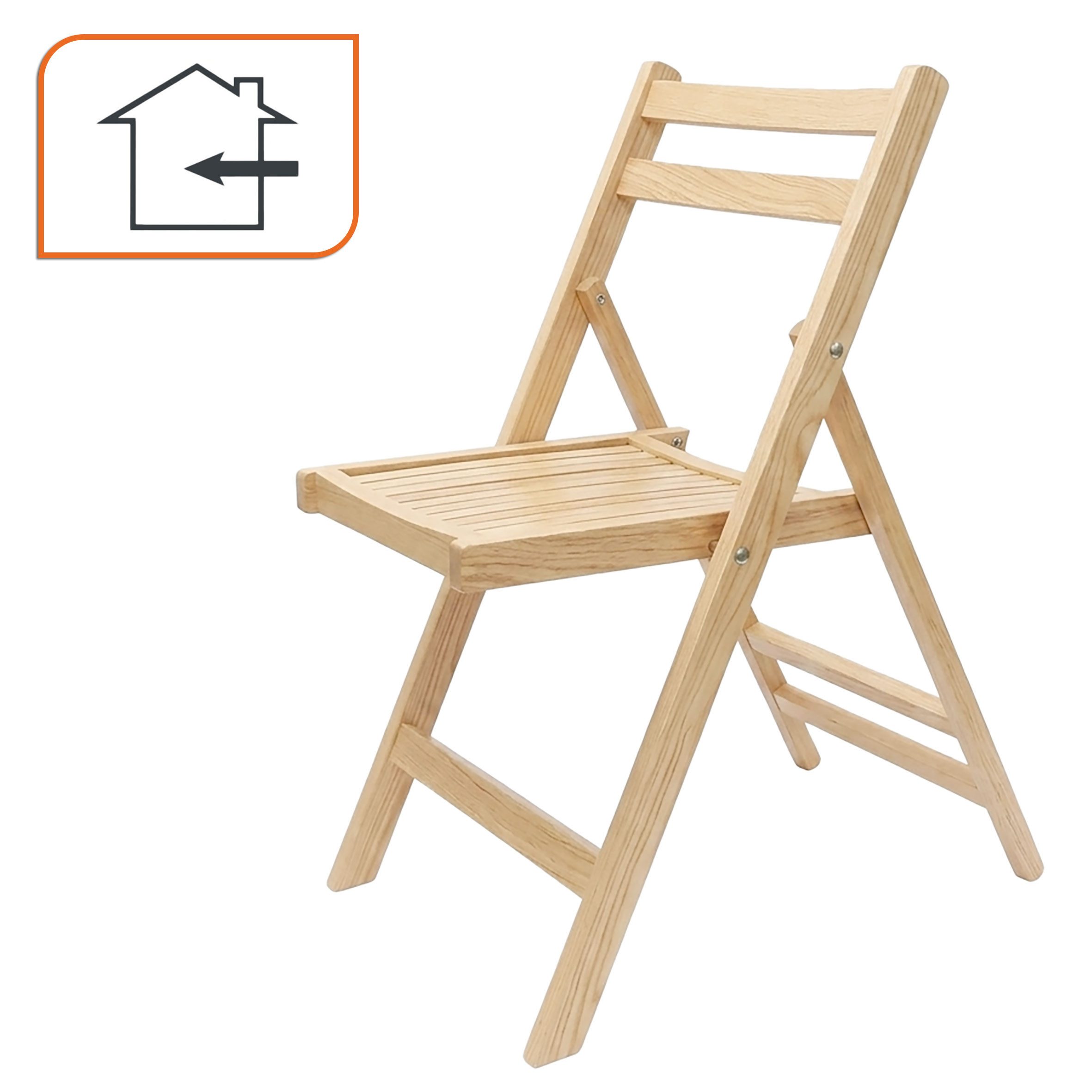 Spetebo Klappstuhl Klassischer Klappstuhl aus Holz belastbar bis 100 kg (79 x 59 cm, 1 St), Küchen Beistell Stuhl klappbar – Bild 3 von 5