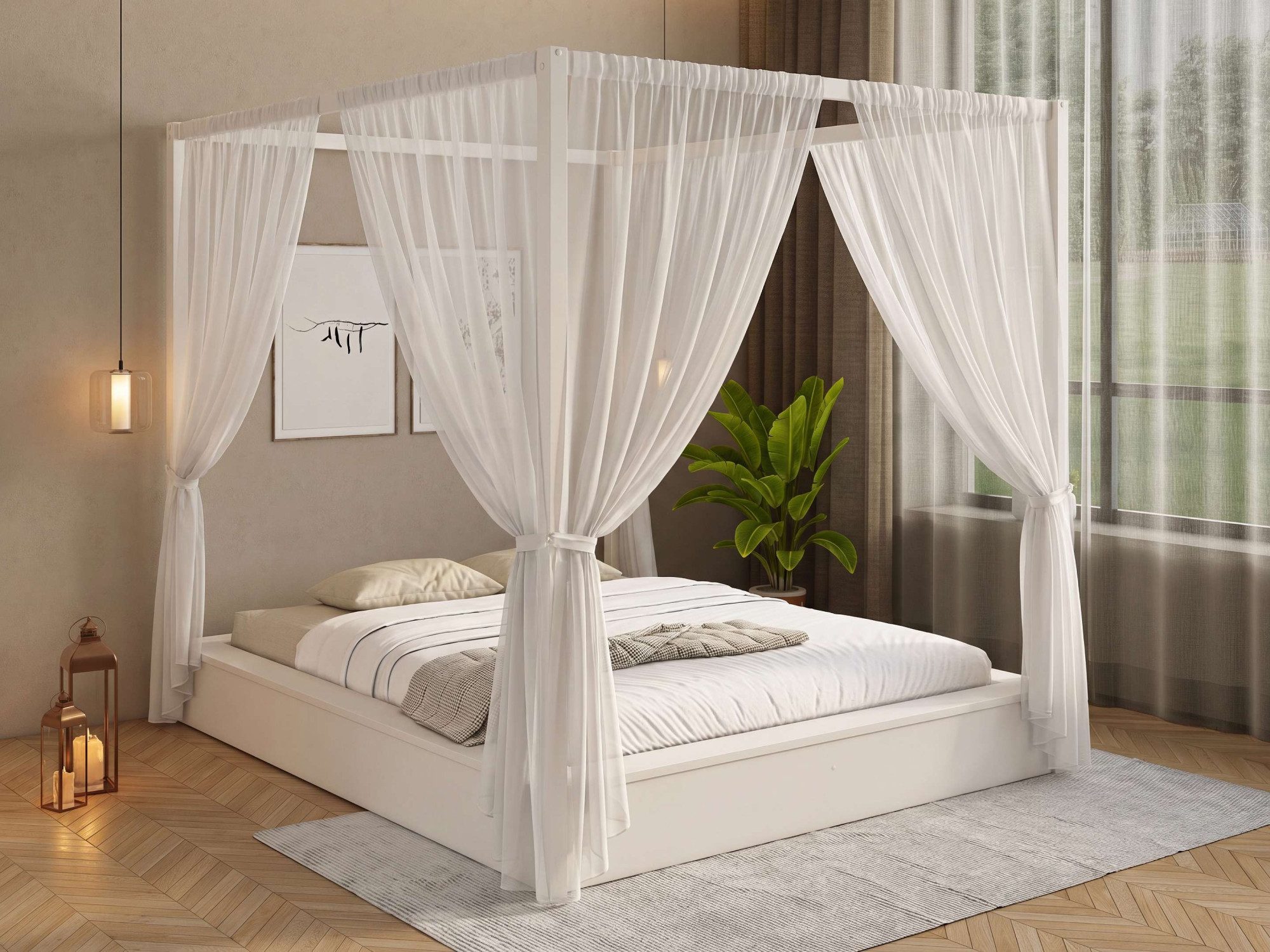 OTTO home Himmelbett Usella, Bett, Bettgestell, hohe Belastbarkeit bis 180 kg (B/T/H: 189/229,1/200 cm), aus massiver Kiefer in Kombination mit MDF, inklusive Lattenrost