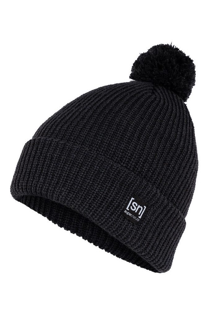 SUPER.NATURAL Beanie Wintermütze Pom mit Bommel schwarz Damen - 1 Stück