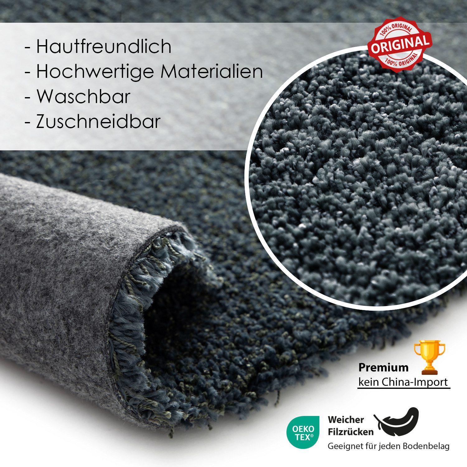 DomDeco Hochflor-Teppich LOOMA Teppich weich, waschbar, rutschfest, Teppich modern, Rechteckig, Gemütlich, flauschig, pflegeleicht