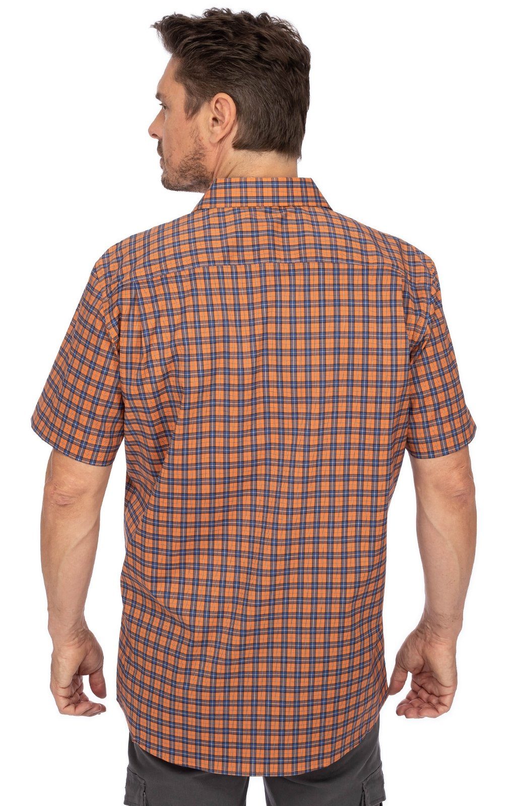 (Regular Trachtenhemd Arm 1/2 Fit) blau Hemd OS-Trachten ALEC orange