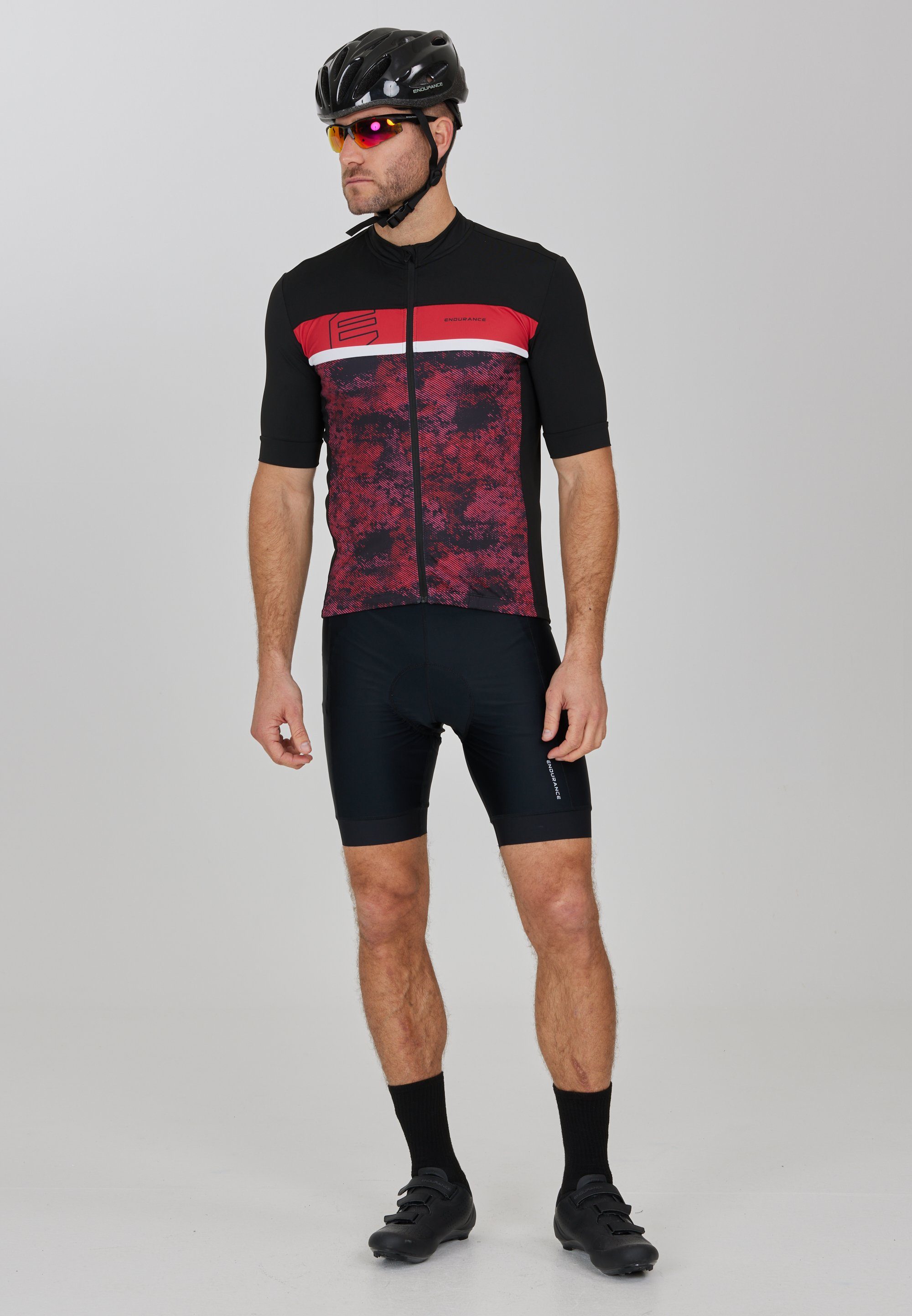 ENDURANCE Radtrikot Dennis mit reflektierenden schwarz-rot Elementen