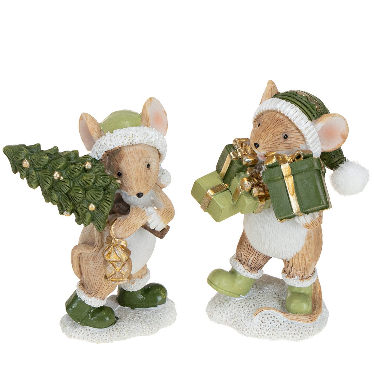 Posiwio Weihnachtsmann Weihnachtsdeko Mäuse Figuren für festliche Winterstimmung, 2 Stück