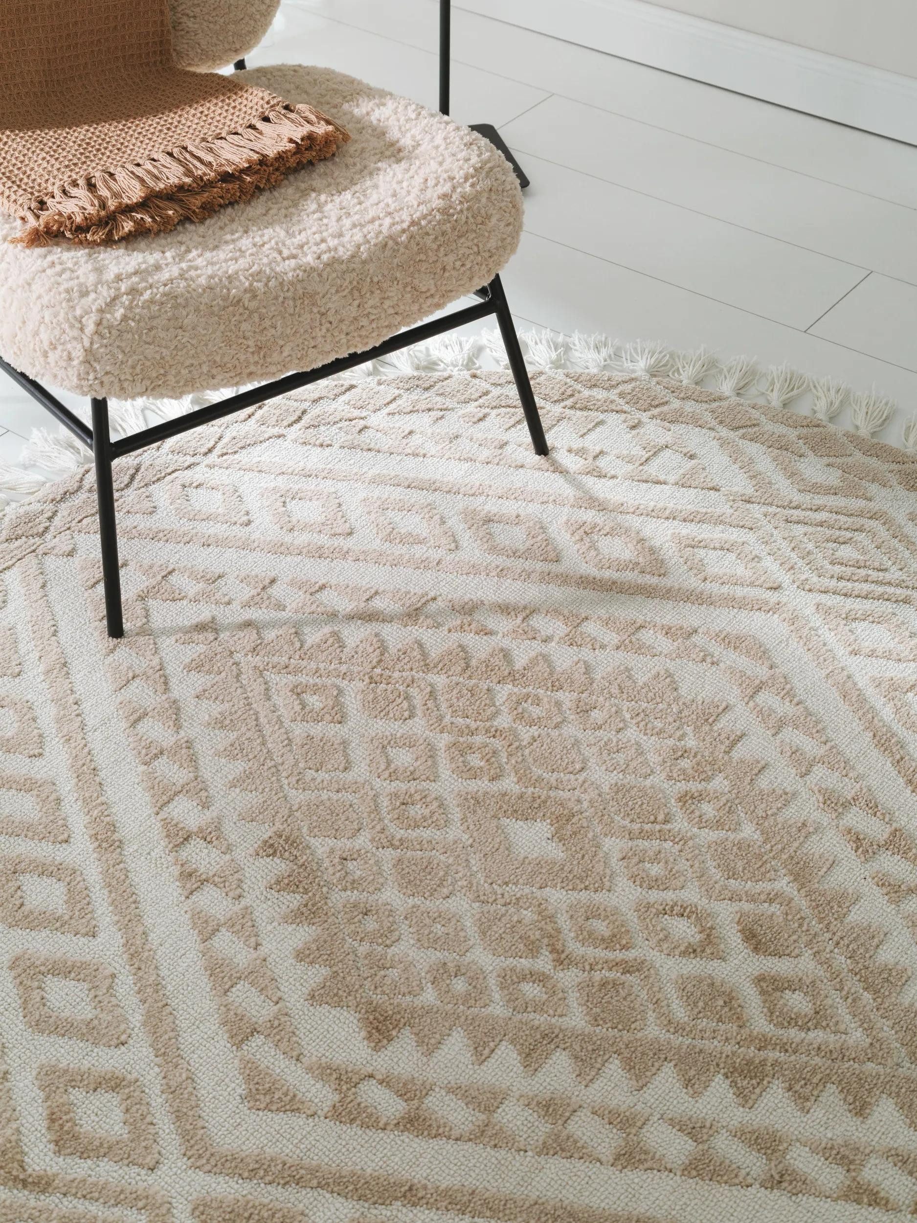 benuta Teppich Elias, rund, Höhe: 6 mm, Teppich Wohnzimmer, Schlafzimmer, Esszimmer, Flur, Kunstfaser, Cozy