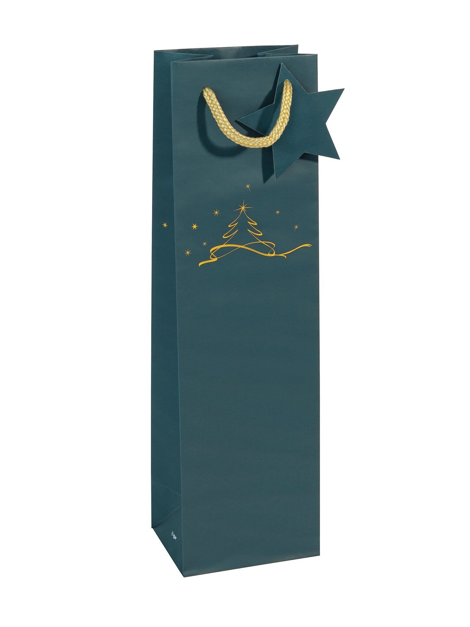 Sigel Tragetasche SIGEL GT036 Geschenktasche SIGEL Flasche - petrolblau - Weihnachtsbaum