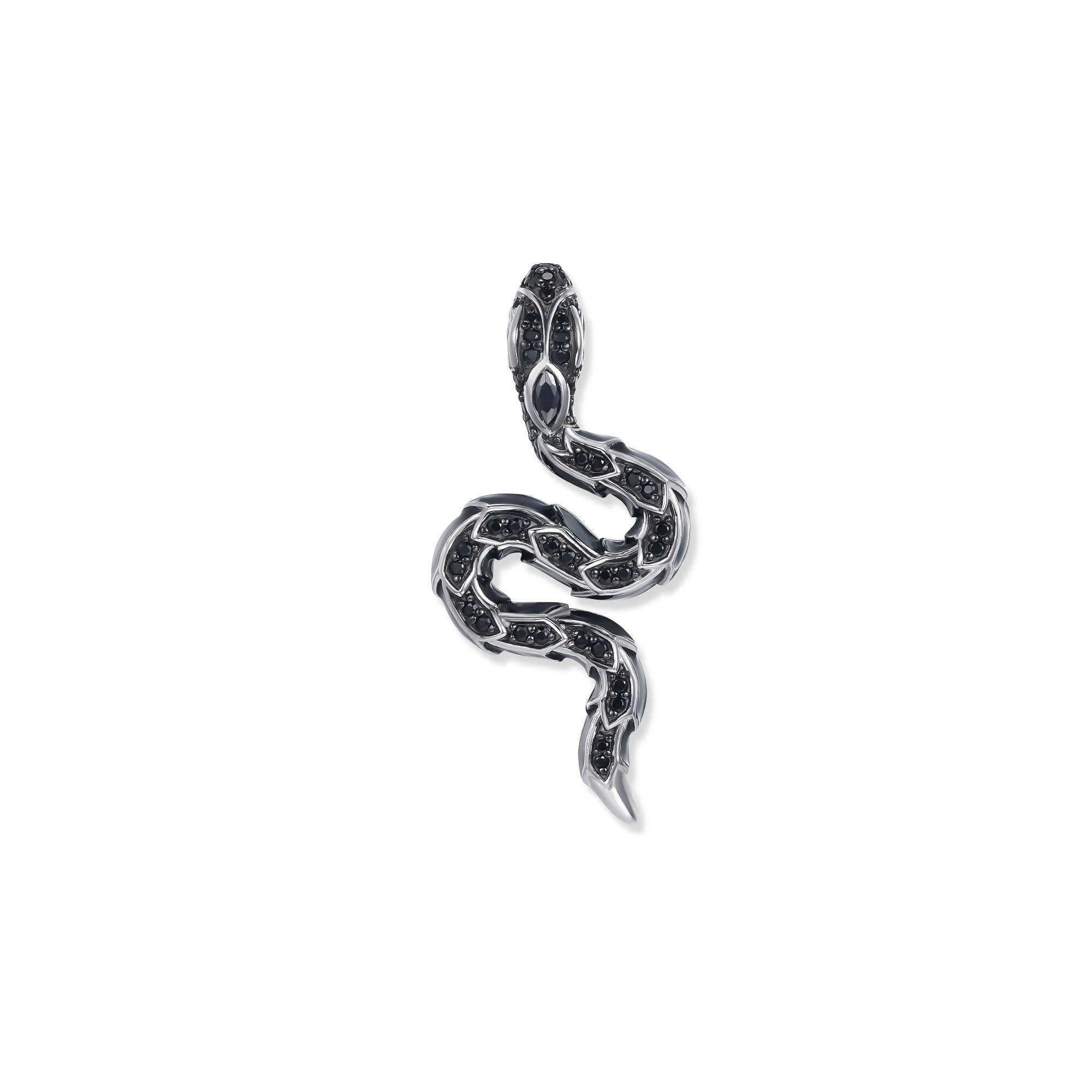 Seinerzeit FLORA & FAUNA Kettenanhänger Eragon Schlangen Anhänger, Schmuck aus 925 Sterling Silber (Von der geheimnisvollen Welt der Nacht inspirierter Damenschmuck im ausdrucksstarken Unisex-Design mit mystischem Motiv – ein besonderer Begleiter im Alltag und zu besonderen Anlässen, 1-tlg., inkl. Geschenkverpackung für Frauen ob Freundin, Mutter, Ehefrau, Oma), rhodiniert, geschwärzt, mit Emaille und Zirkonia-Steinen