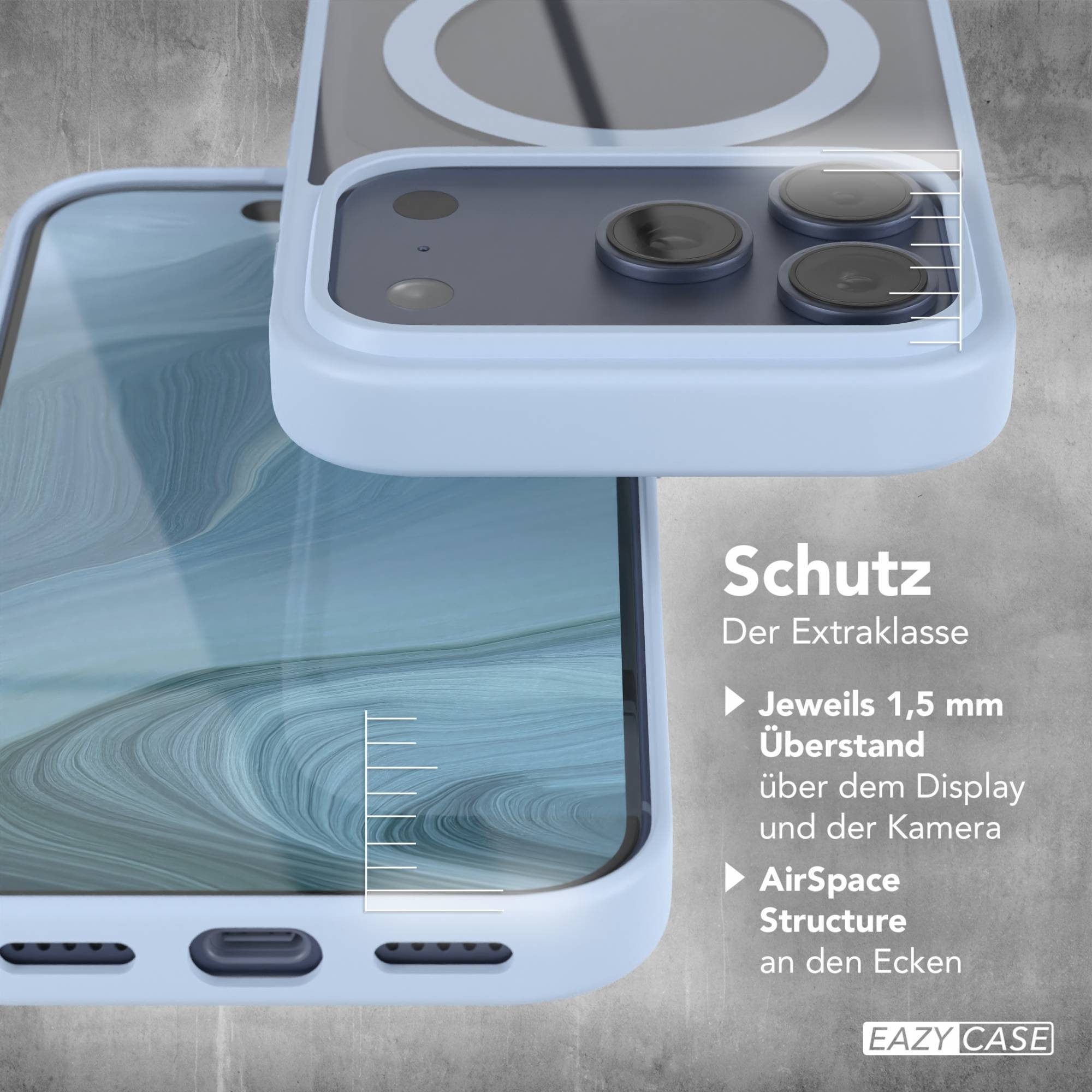 EAZY CASE Handyhülle Transparente Hülle mit MagSafe für iPhone 17 Pro 6,3 Zoll, Softcase, Schutzhülle mit Displayschutz, stoßfest, kratzfest, Hellblau – Bild 4 von 5