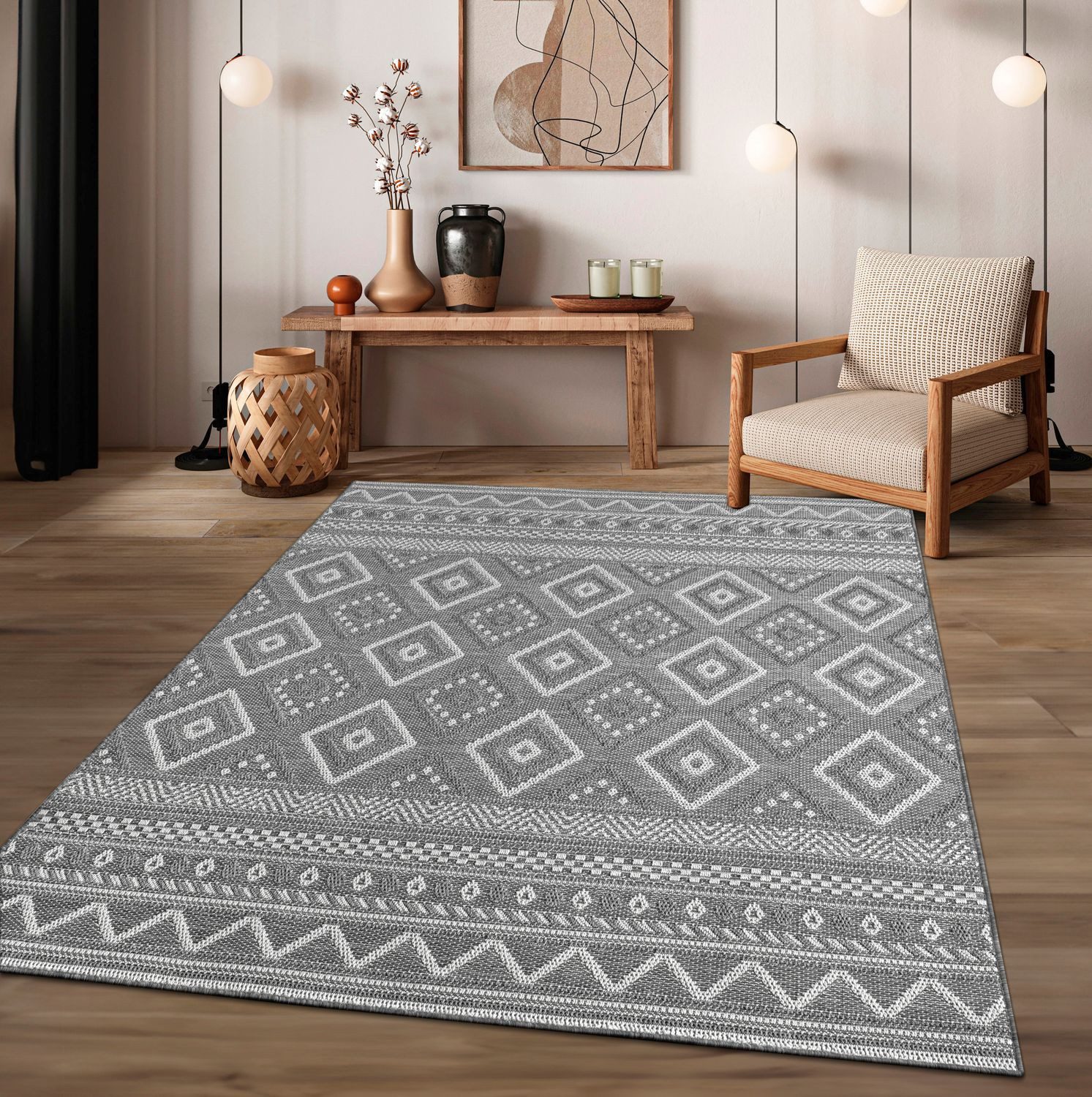 TT Home Teppich, rund, Höhe: 4 mm, In-& Outdoor Teppich Wetterfest Balkon K günstig online kaufen