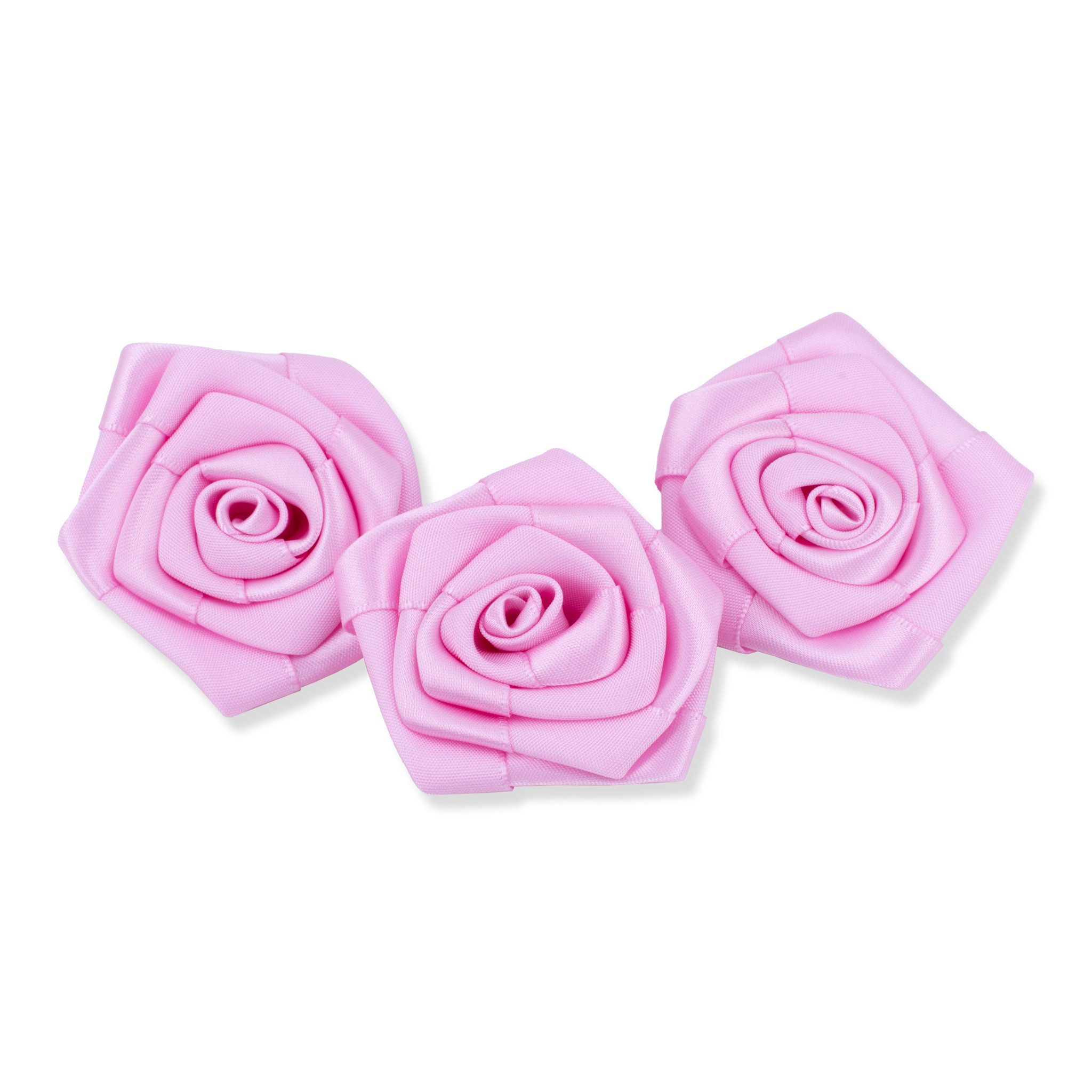 Creativery Streudeko, Satinrosen 6cm zum Basteln & Aufnähen 3 Stück Rosa
