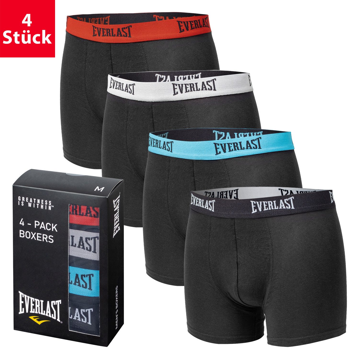 Everlast Boxershorts Herren Unterhosen 4er Pack aus Baumwolle günstig online kaufen