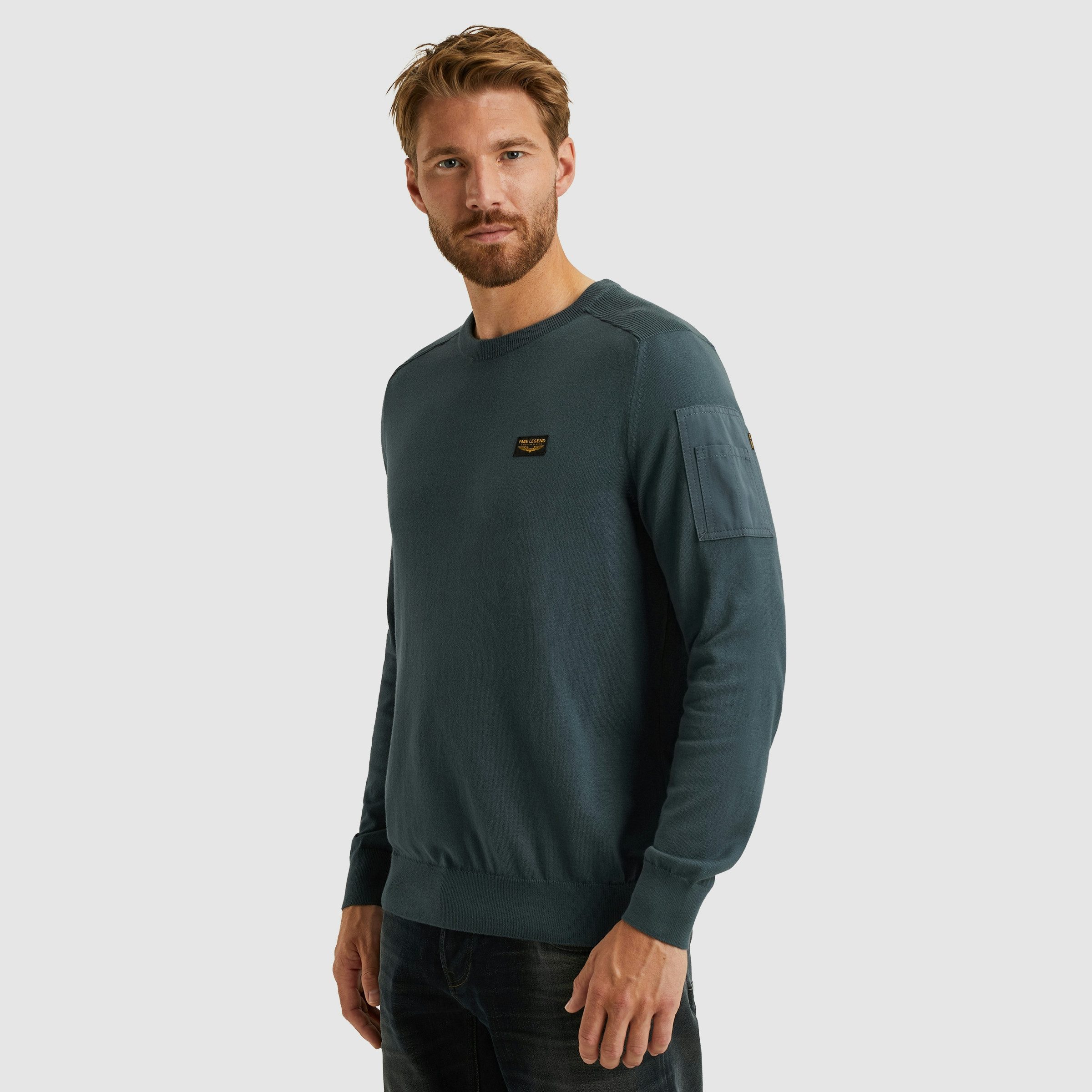 PME LEGEND Rundhalspullover mit Logo Stickerei