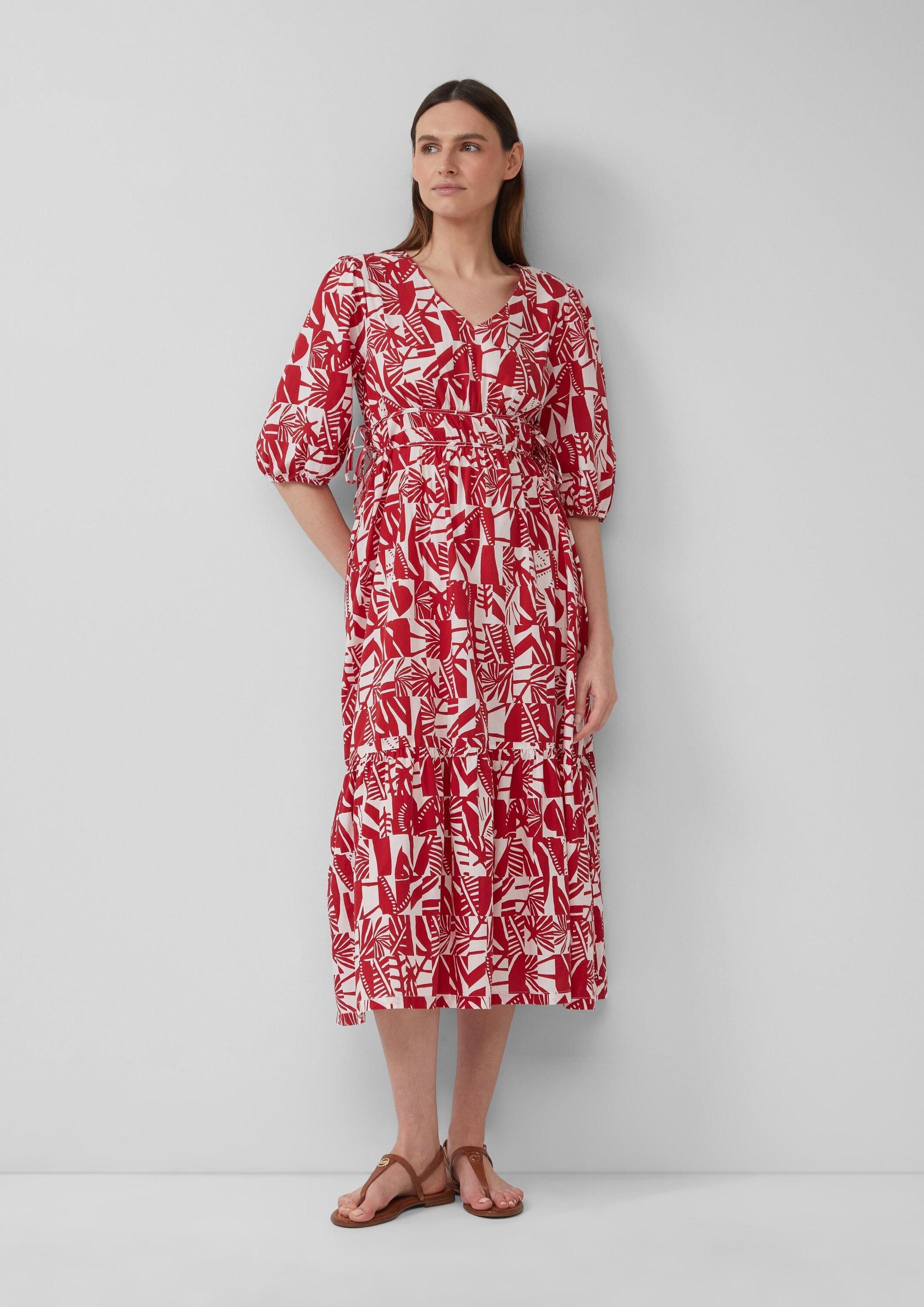 s.Oliver Midikleid Kleid Midikleid aus Baumwolle mit Binde-Details günstig online kaufen