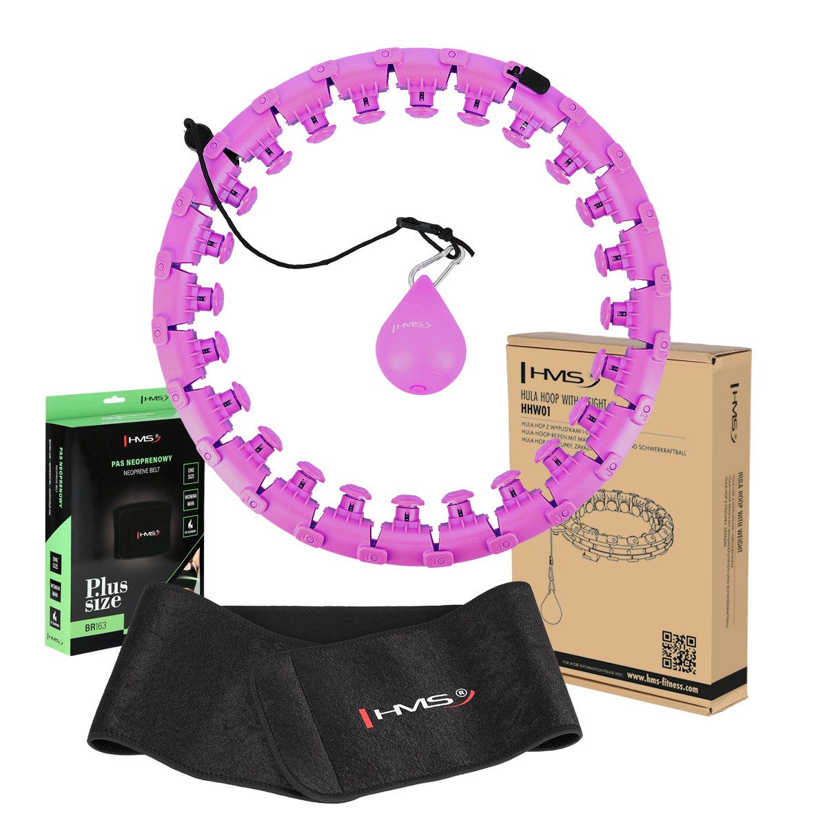 Hula-Hoop-Reifen PLUS Size lila Hula Hoop mit Gewicht Fitnessgerät Fitnessring + Gürtel