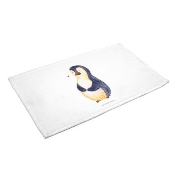 Mr. & Mrs. Panda Handtuch Pinguin Diät - Weiß - Geschenk, dick, kugelrund, Abnehmen, Körperlieb, (1-St), Allseitig umsäumt