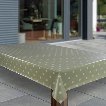 laro Tischdecke Wachstuch-Tischdecken Abwaschbar Grün Limette Punkte rechteckig