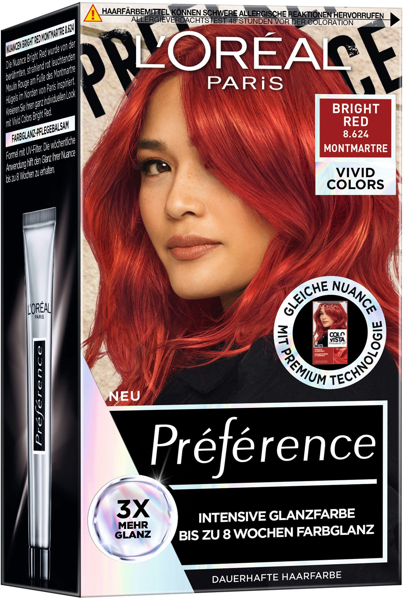 L'ORÉAL PARIS Coloration Permanente Haarfarbe, Hellrot, Packung, 3-tlg., mit pflegender Formel