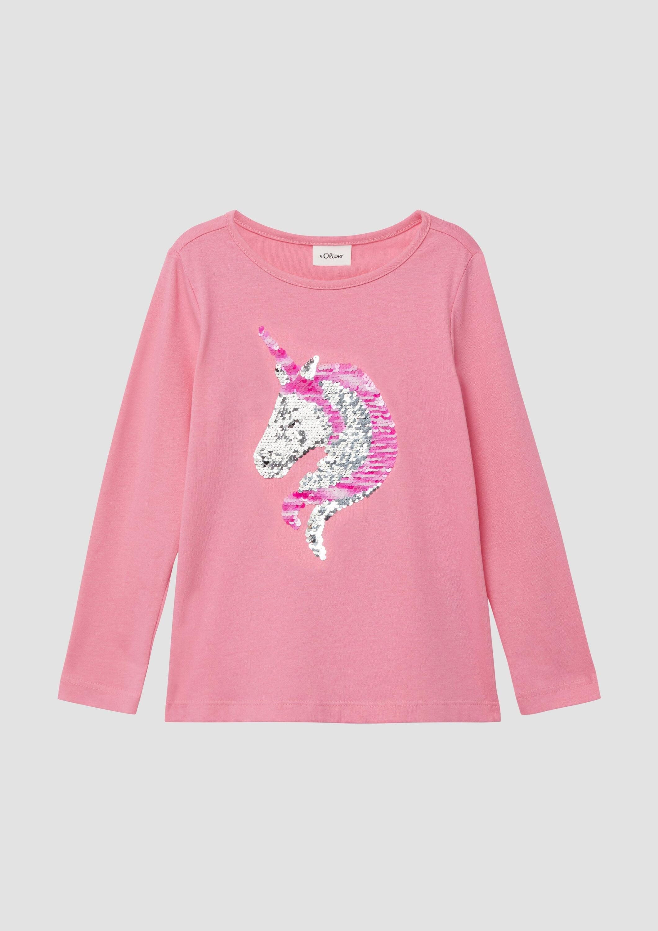 s.Oliver Langarmshirt T-Shirt Langarm-Jersey-Shirt mit Pailletten im A-Shape