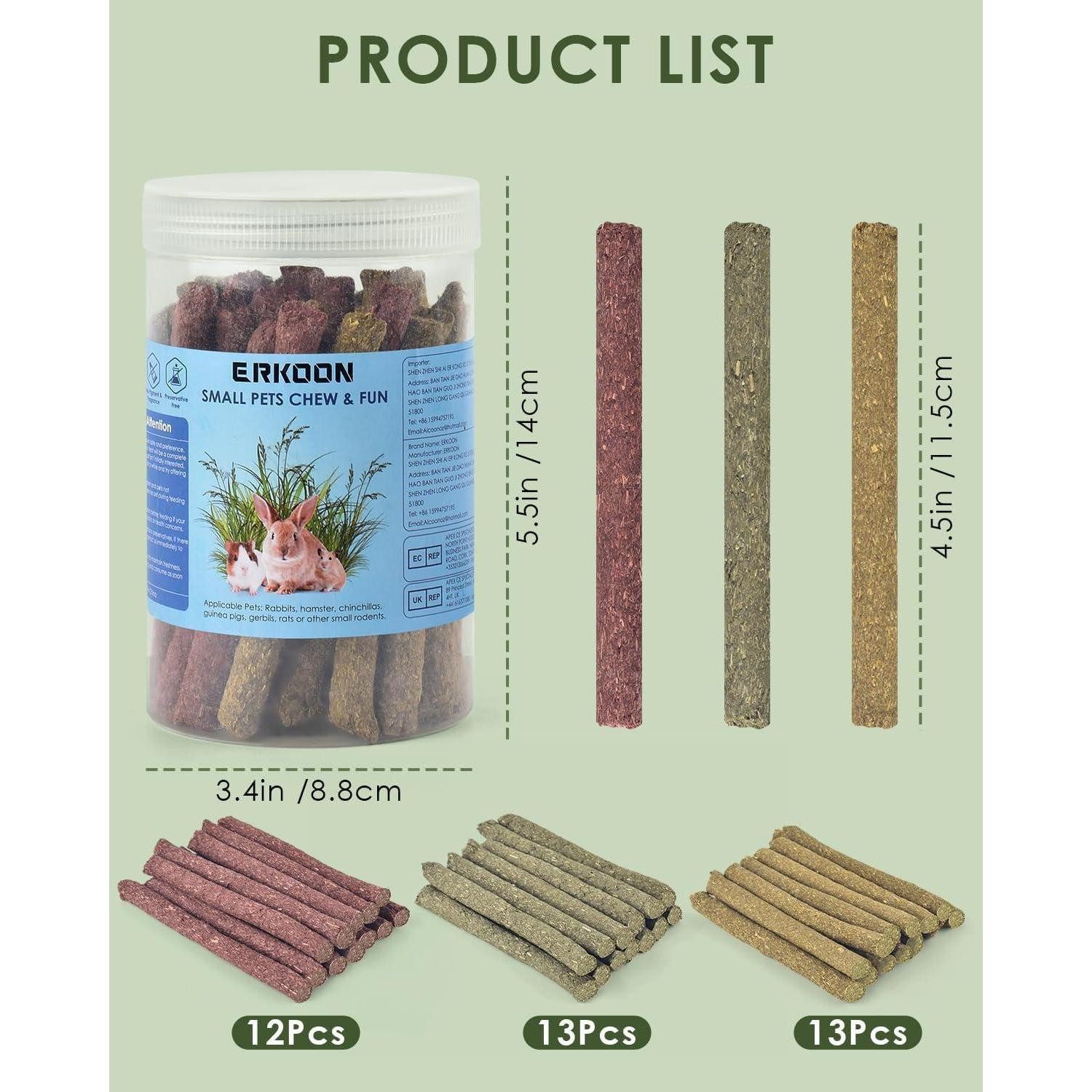 LuxusKollektion Snackball Heu Sticks Timothy Kauspielzeug Zahnpflege 76 Stück (1er Pack)