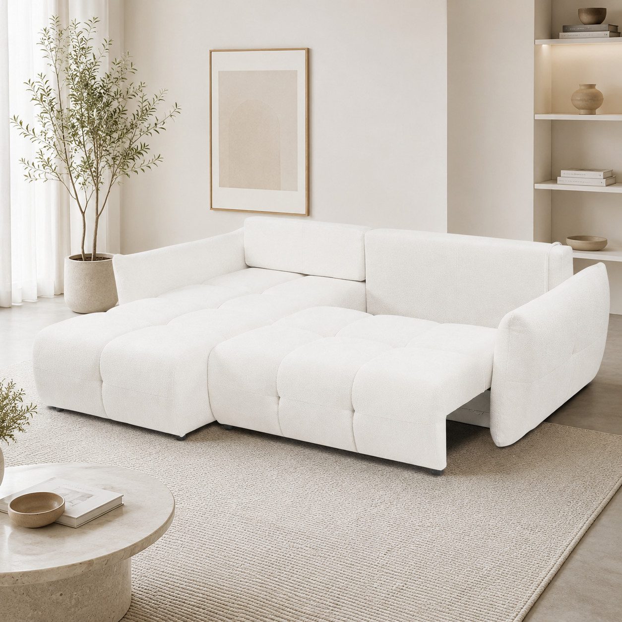Goldstoff Ecksofa "SICURIO" Modernes Schlafsofa L Form mit Bettkasten und Sofa Bezug, 1 Teile, Couch mit Schlaffunktion und Bettkasten Sofa L Form modern