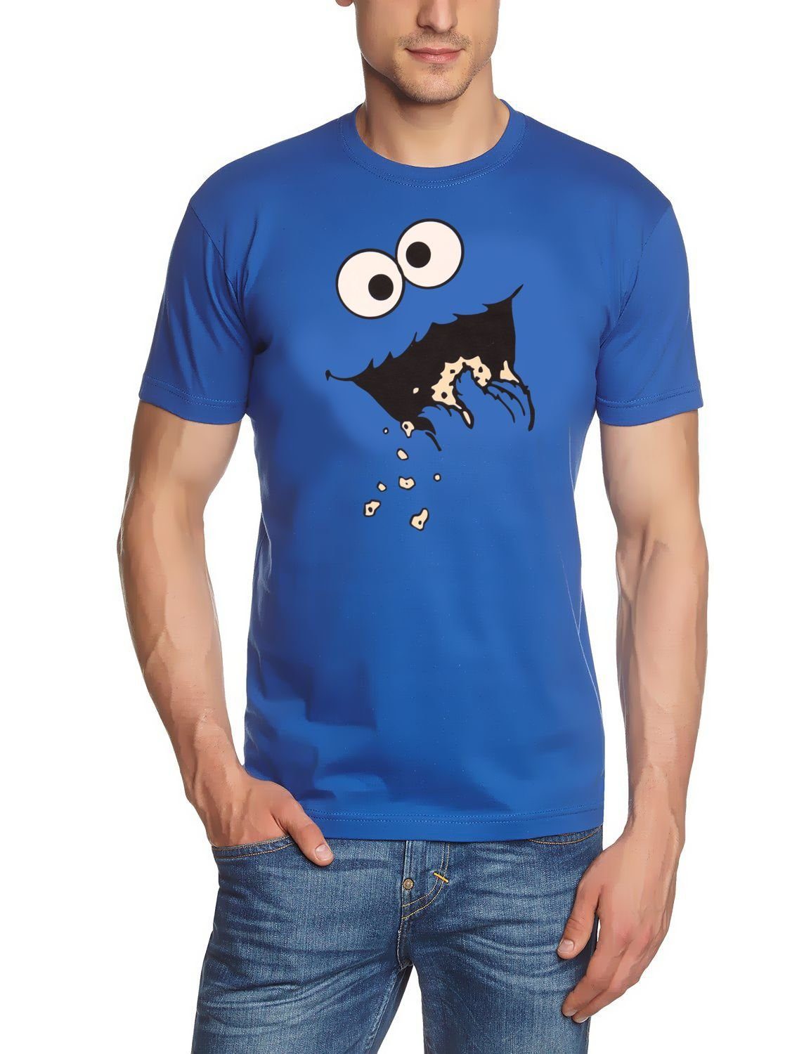 coole-fun-t-shirts Kostüm Krümmelmonster T-Shirt Damen + Herren Cookie Monster Kekse