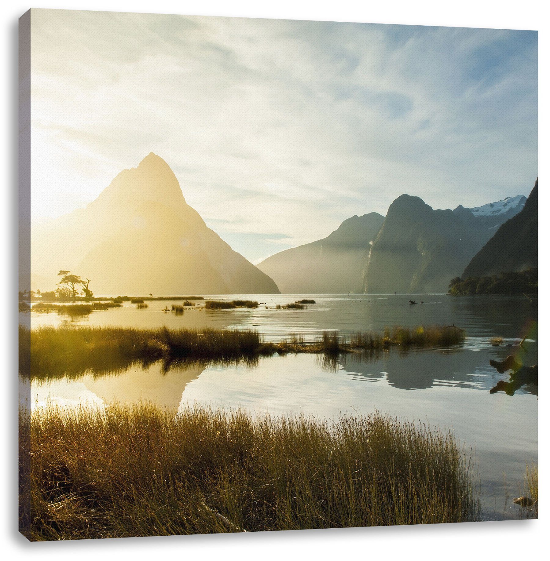 Pixxprint Leinwandbild Milford Sound Neuseeland, Milford Sound Neuseeland (1 St), Leinwandbild fertig bespannt, inkl. Zackenaufhänger | Leinwandbilder