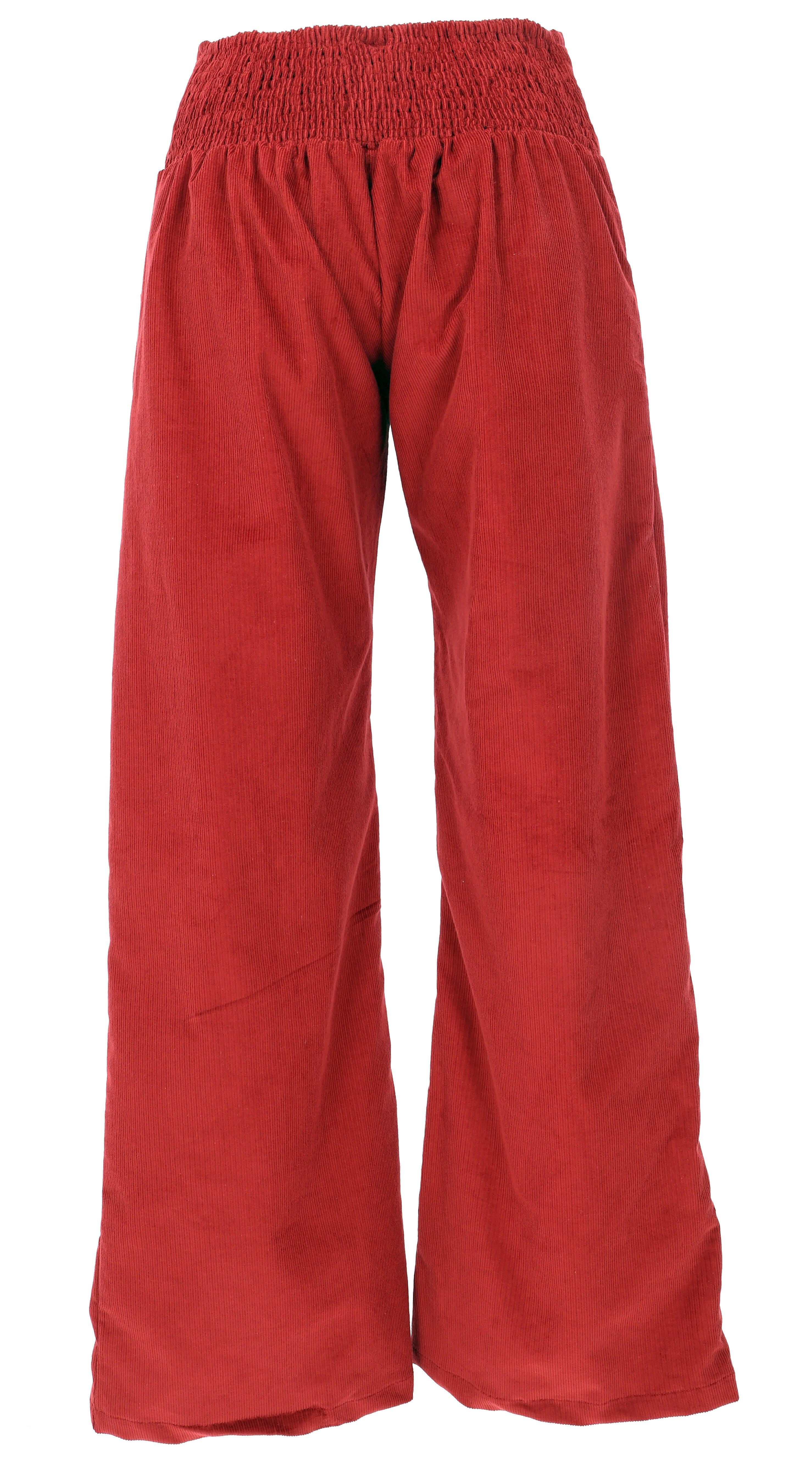 Guru-Shop Relaxhose Cordhose mit leicht ausgestelltem Bein - rot Ethno Style, alternative Bekleidung – Bild 4 von 5