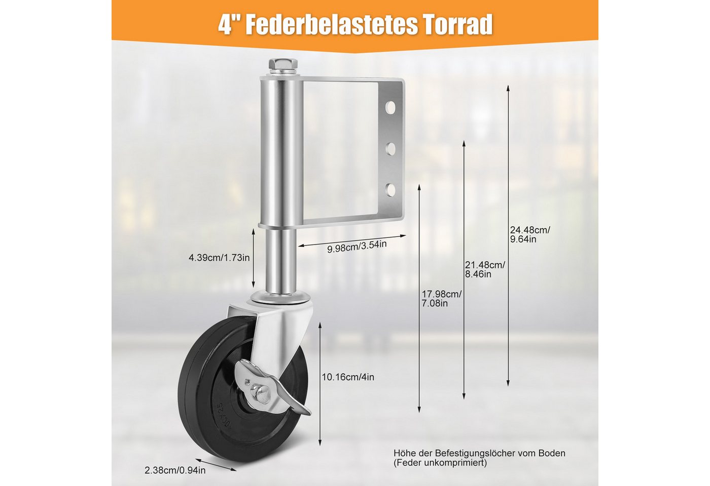 Thumbnail - QUBEBU Torbeschlag Gefederte Laufrolle für Schiebetore Lenkrollen mit Bremse, Möbelrolle (1x Lenkrolle mit Schrauben, 1x...
