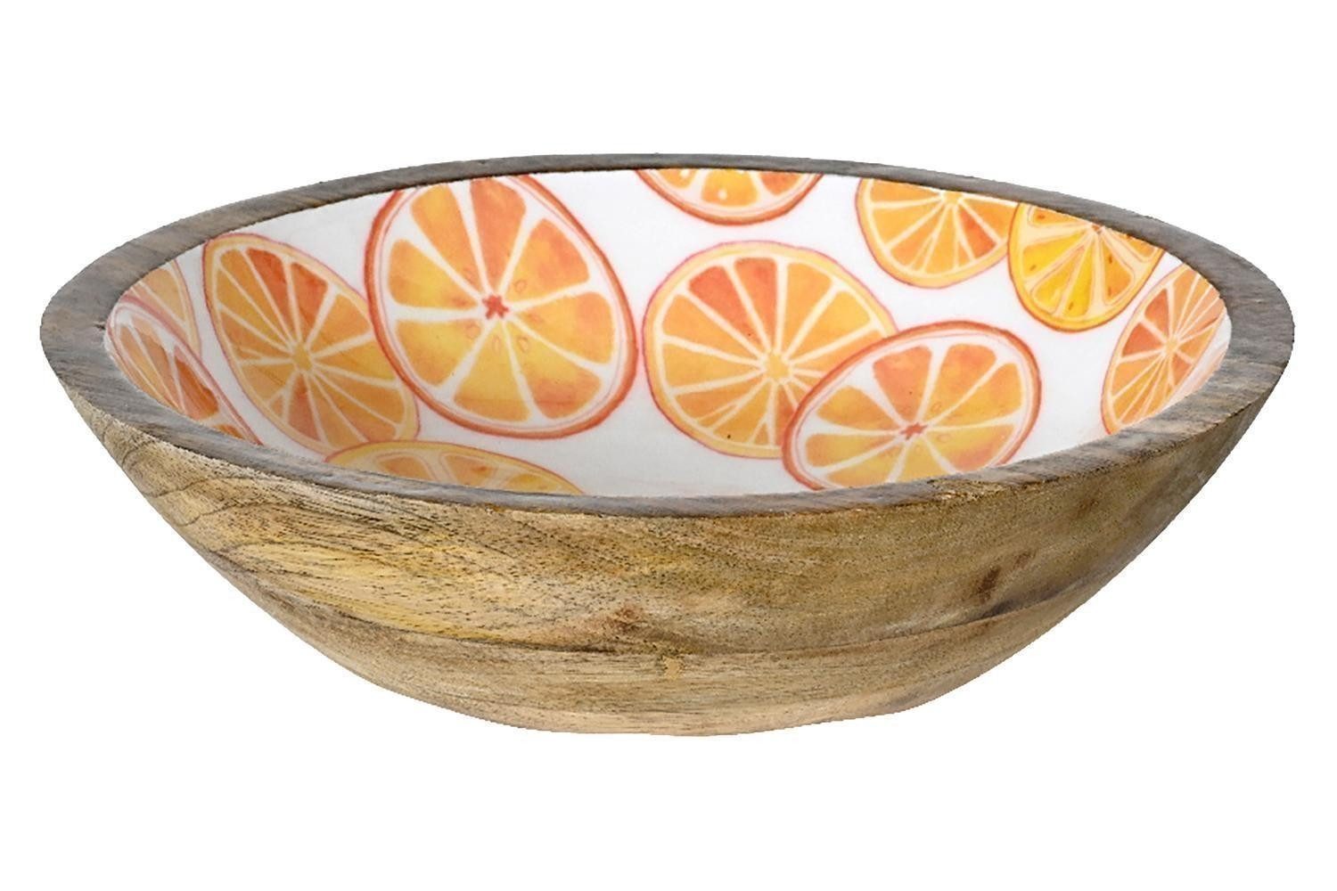 Kaemingk Dekoschale ARANCIO, Ø 24 cm, Braun, Weiß, Orange, Mangoholz (1 St)
