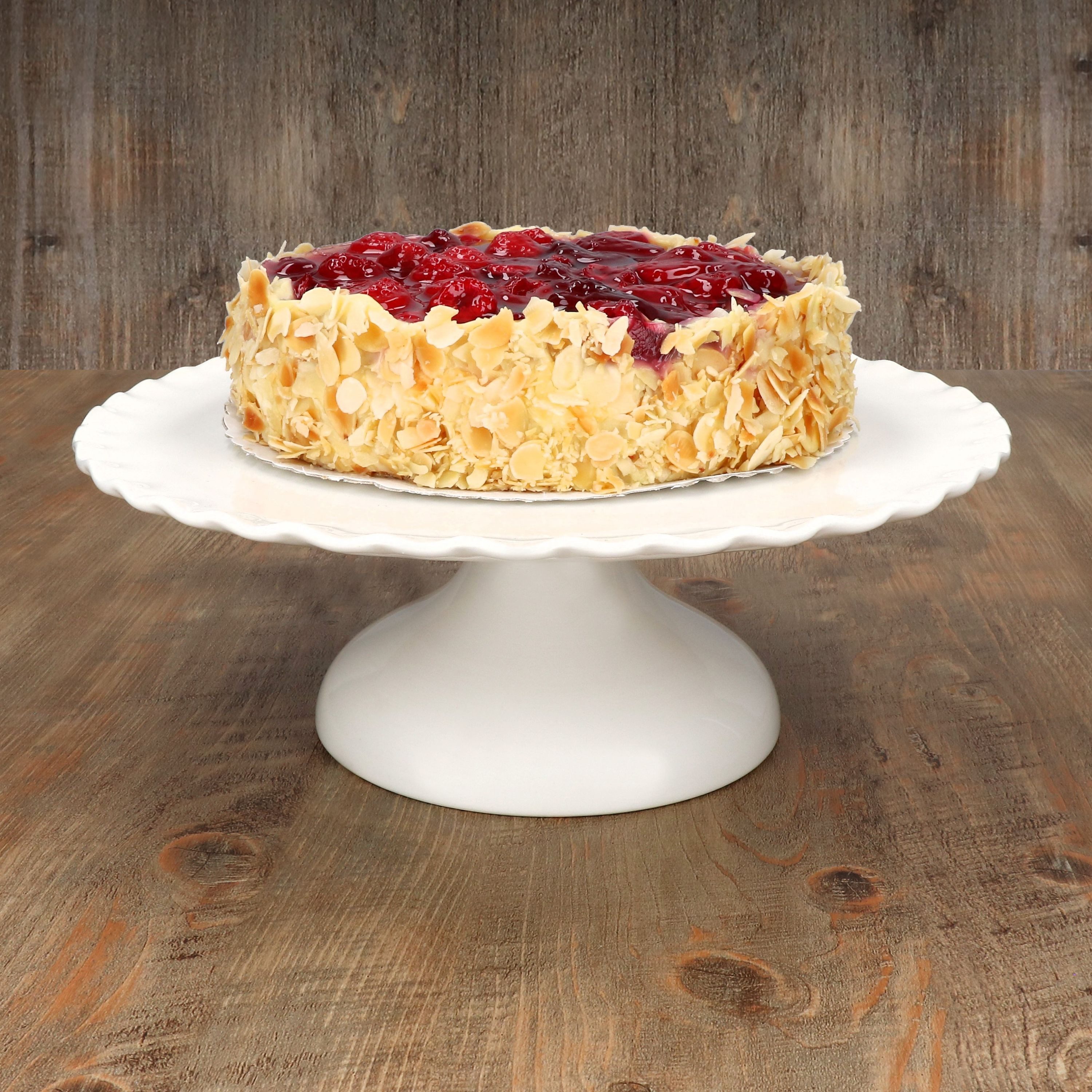 MamboCat Servierplatte Gloria Tortenplatte mit Fuß cremeweiß Ø30cm Kuchenständer, Keramik