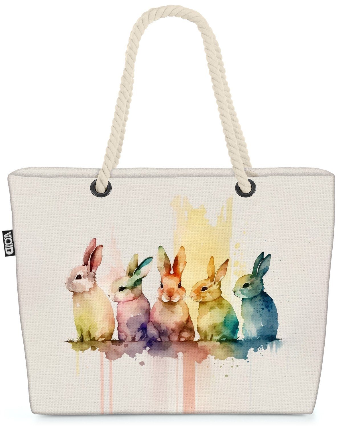 VOID Strandtasche (1-tlg), Bunte Osterhasen Designprint Tasche Einkaufstasche Ostern Beach Bag