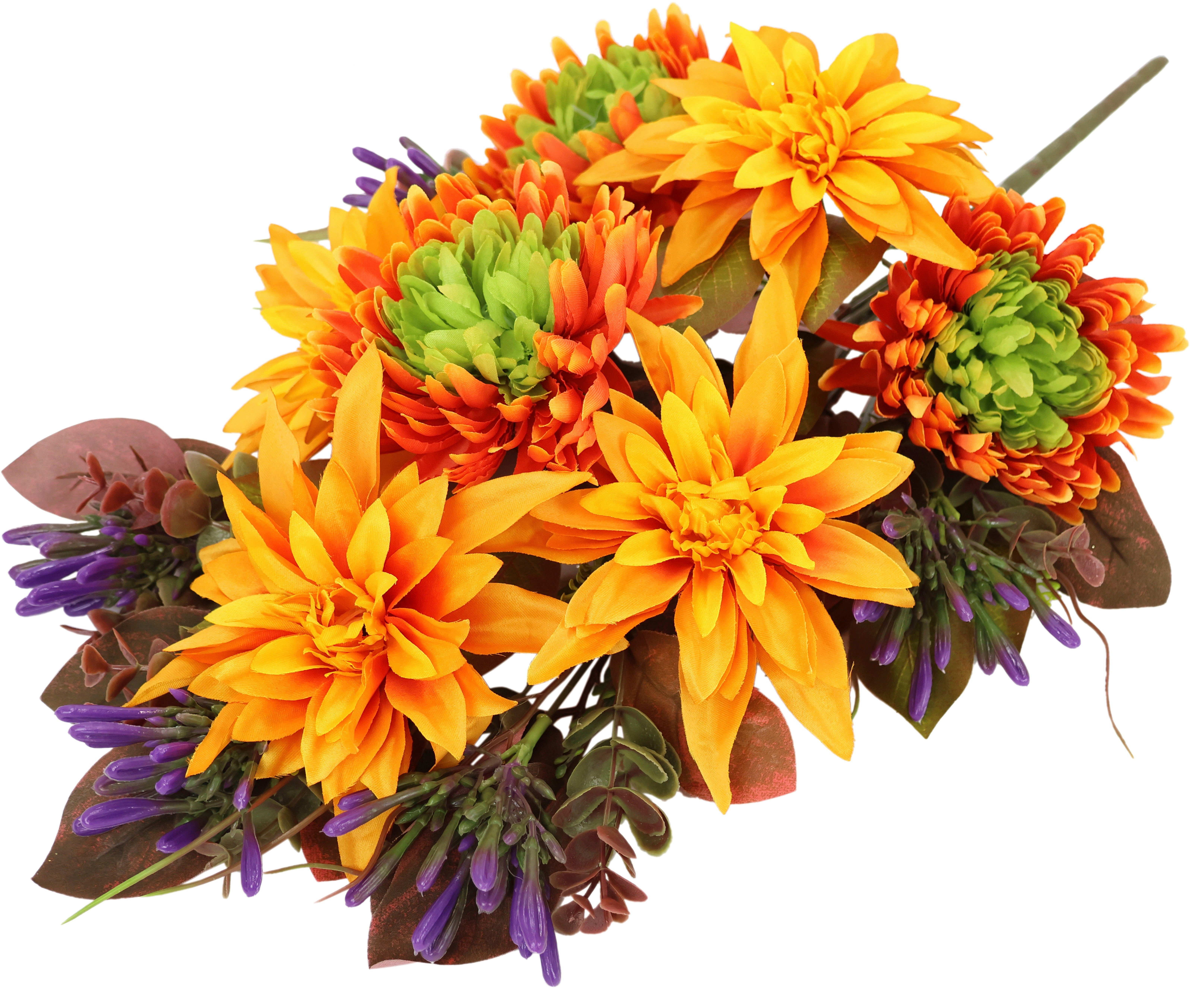 Blumen Dahlien 50 Kunstblume Chrysanthemen Höhe I.GE.A., cm, Dahlie, und Chrysanthemenstrauß Künstliche Bouquet