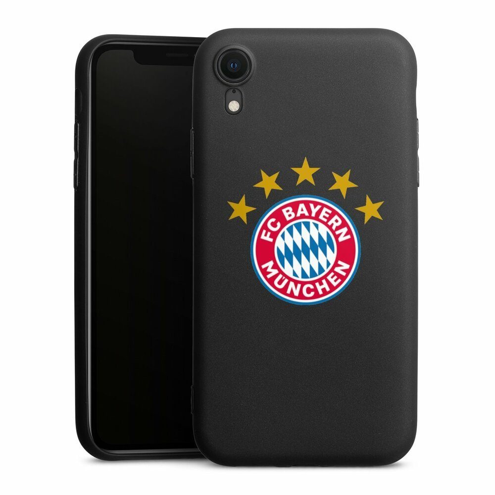 DeinDesign Handyhülle FC Bayern München FCB Sterne FCB Logo mit Sterne - ohne Hintergrund, Apple iPhone Xr Silikon Hülle Premium Case Handy Schutzhülle