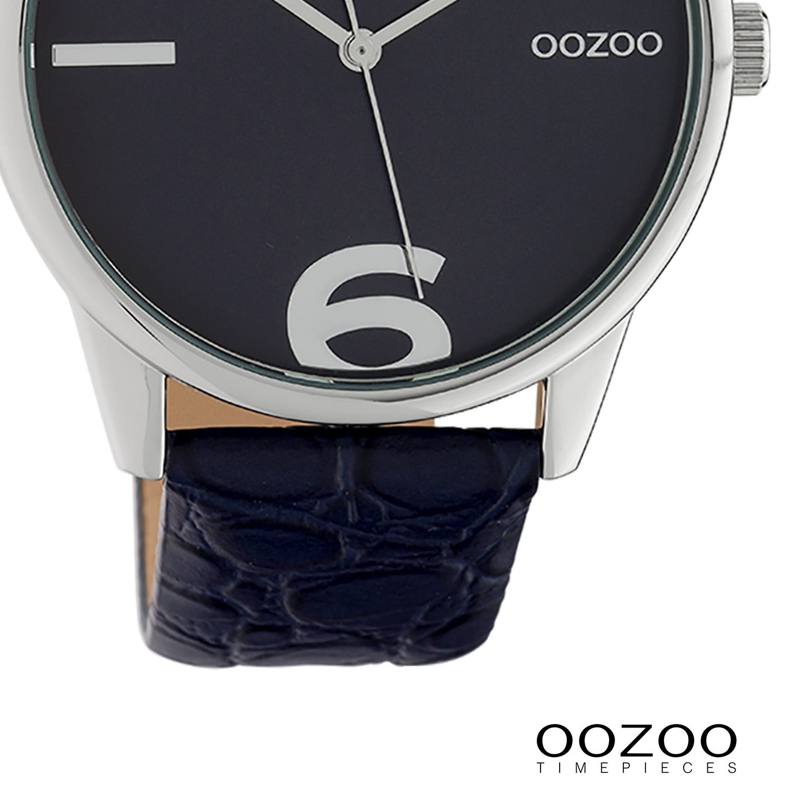 OOZOO Quarzuhr Oozoo Damen Armbanduhr Timepieces Analog, (Analoguhr), Damenuhr rund, groß (ca. 40mm), Lederarmband dunkelblau, Fashion