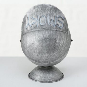 ReWu Aschenbecher Sturmaschenbecher Smoky Kugelform aus Eisen Grau Höhe: 16 cm