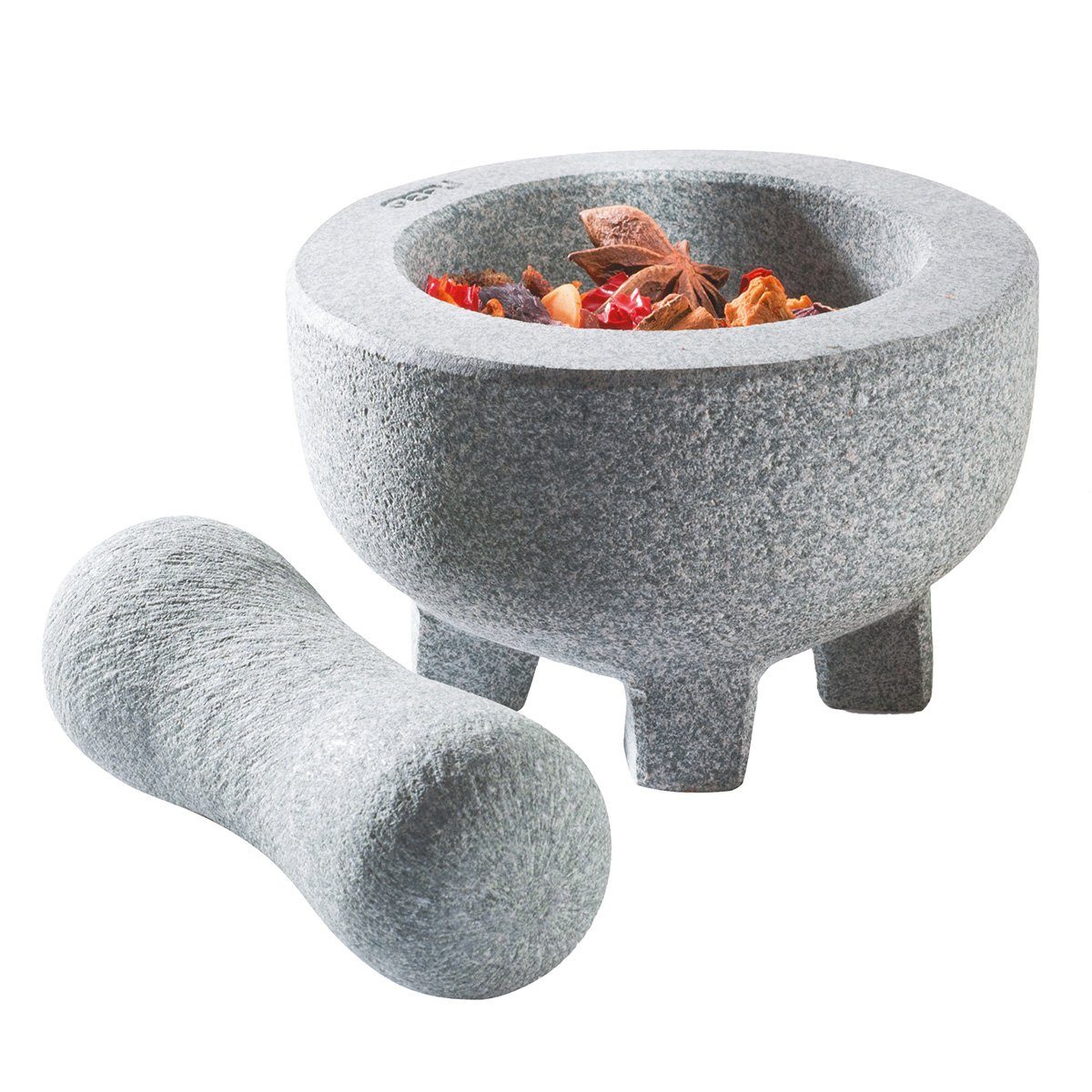 GEFU Mörser Granit Mörser CRUNCHY Set mit Stößel 10 Cm Granitm