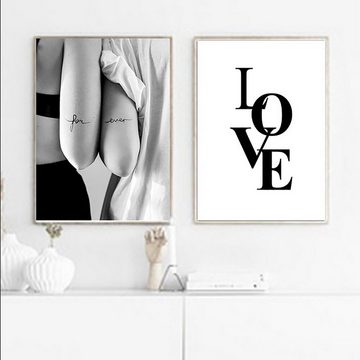 TPFLiving Kunstdruck (OHNE RAHMEN) Poster - Leinwand - Wandbild, Liebe für immer - Love for ever - Farben schwarz, weiß (Leinwand Wohnzimmer, Leinwand Bilder, Kunstdruck), Farben: schwarz, weiß - Größe: 10x15cm