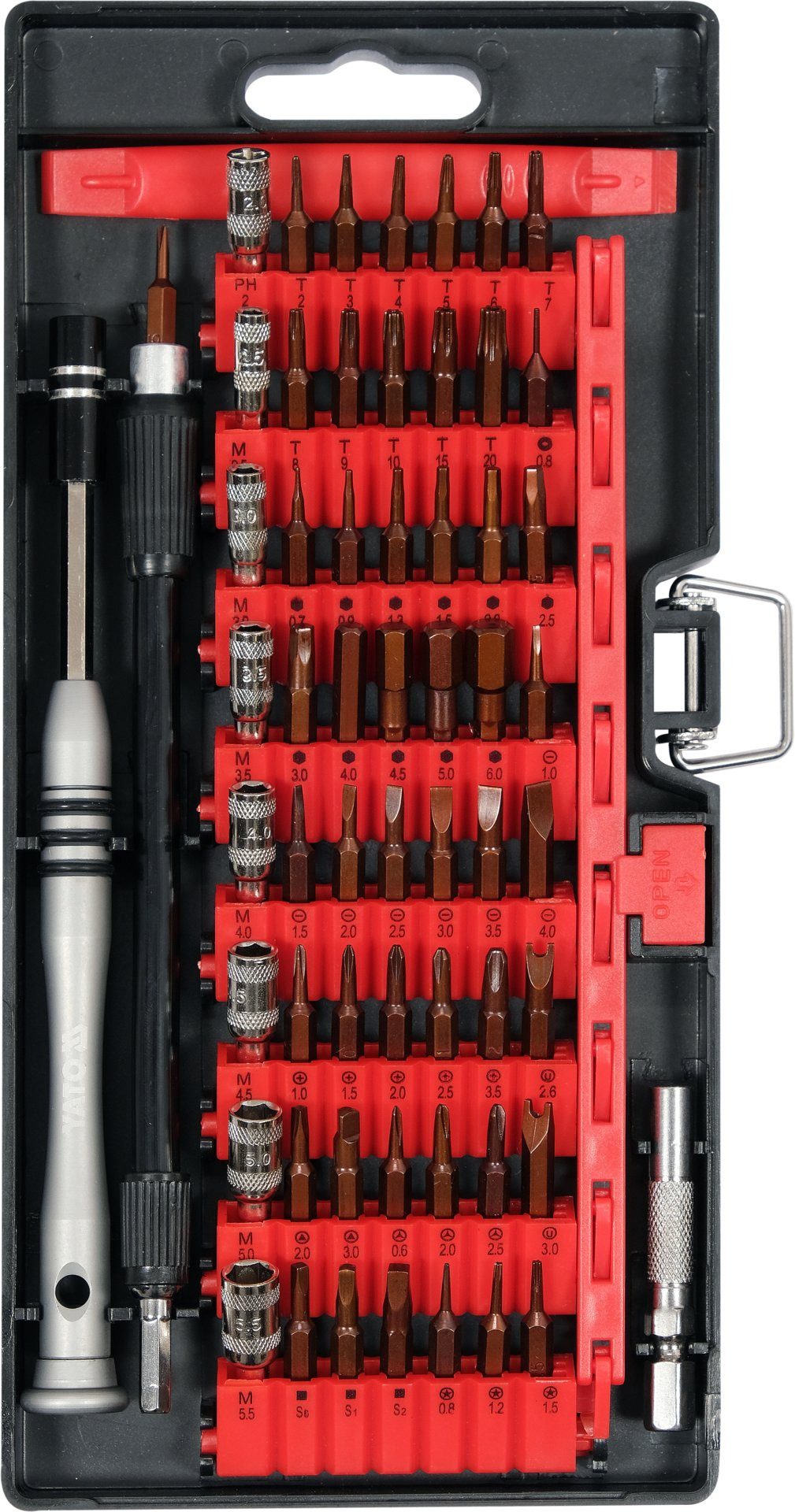 Yato Werkzeugset Präzisions-Reparaturset für Mobiltelefone, 61-teilig, (Werkstatt, Garage, Hobby, Keller)