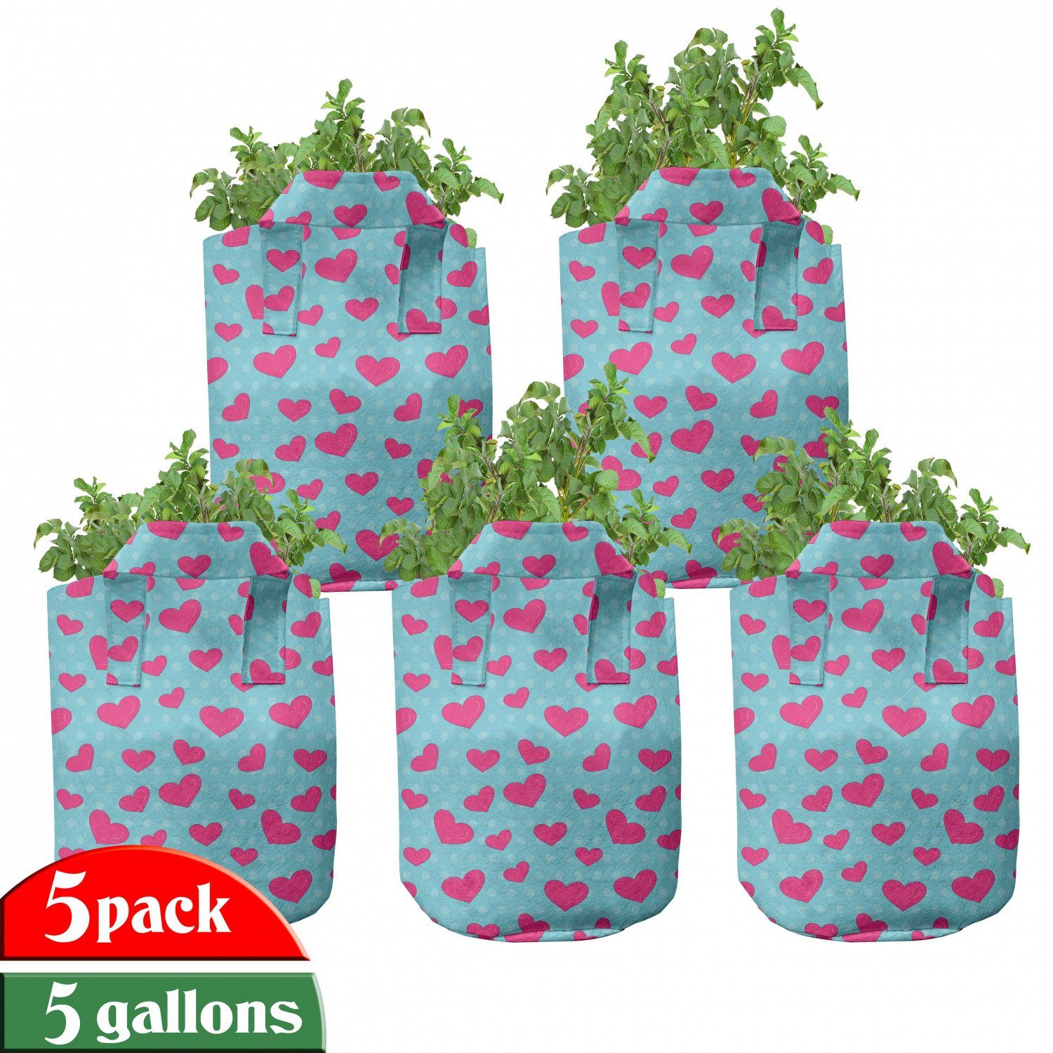 Tupfen Pflanzen, Stofftöpfe mit Herz Retro Rosa auf Griffen Pflanzkübel für hochleistungsfähig Abakuhaus