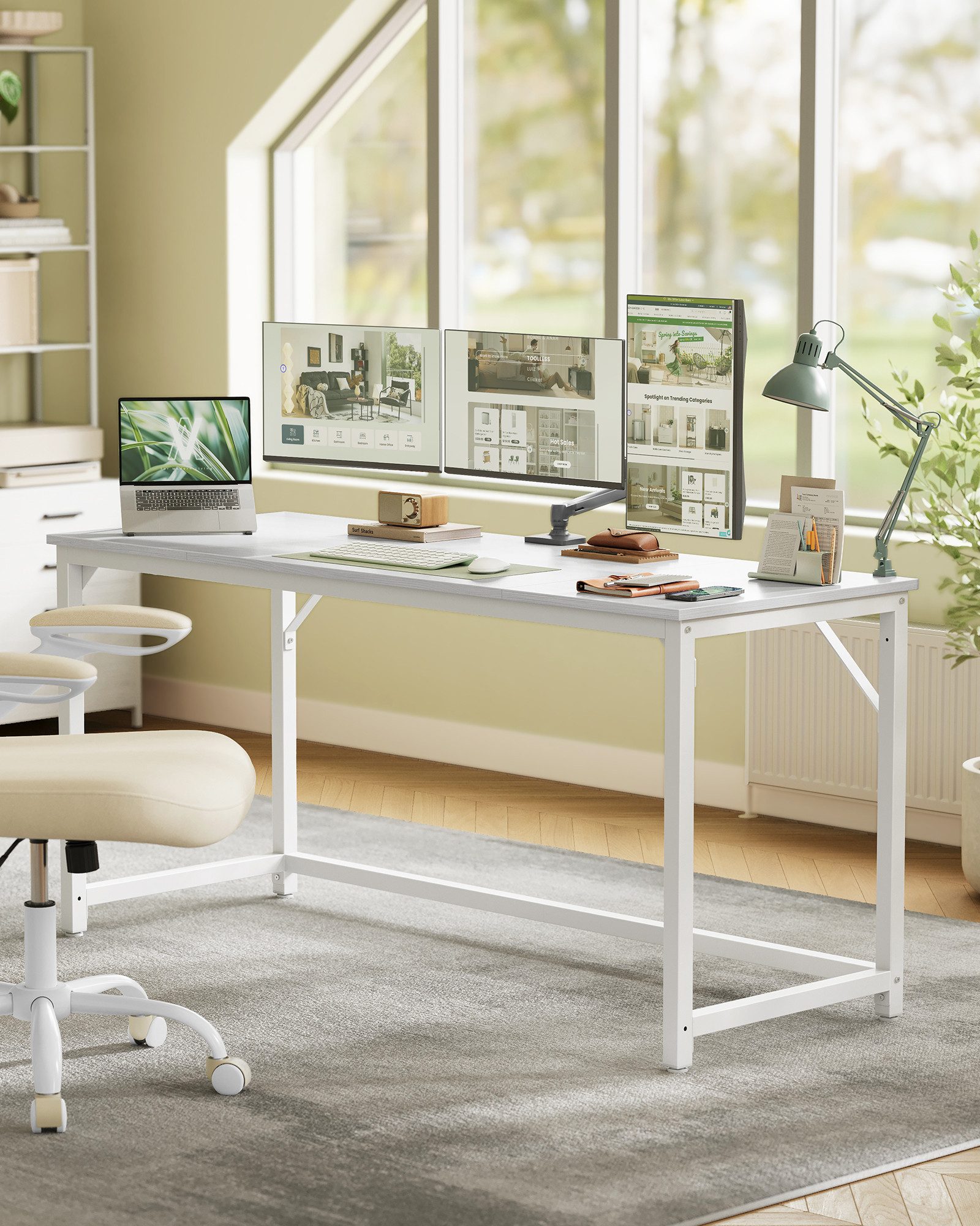 VASAGLE Schreibtisch Computertisch, Bürotisch, 80/100/120/135/160 cm, moderner Stil