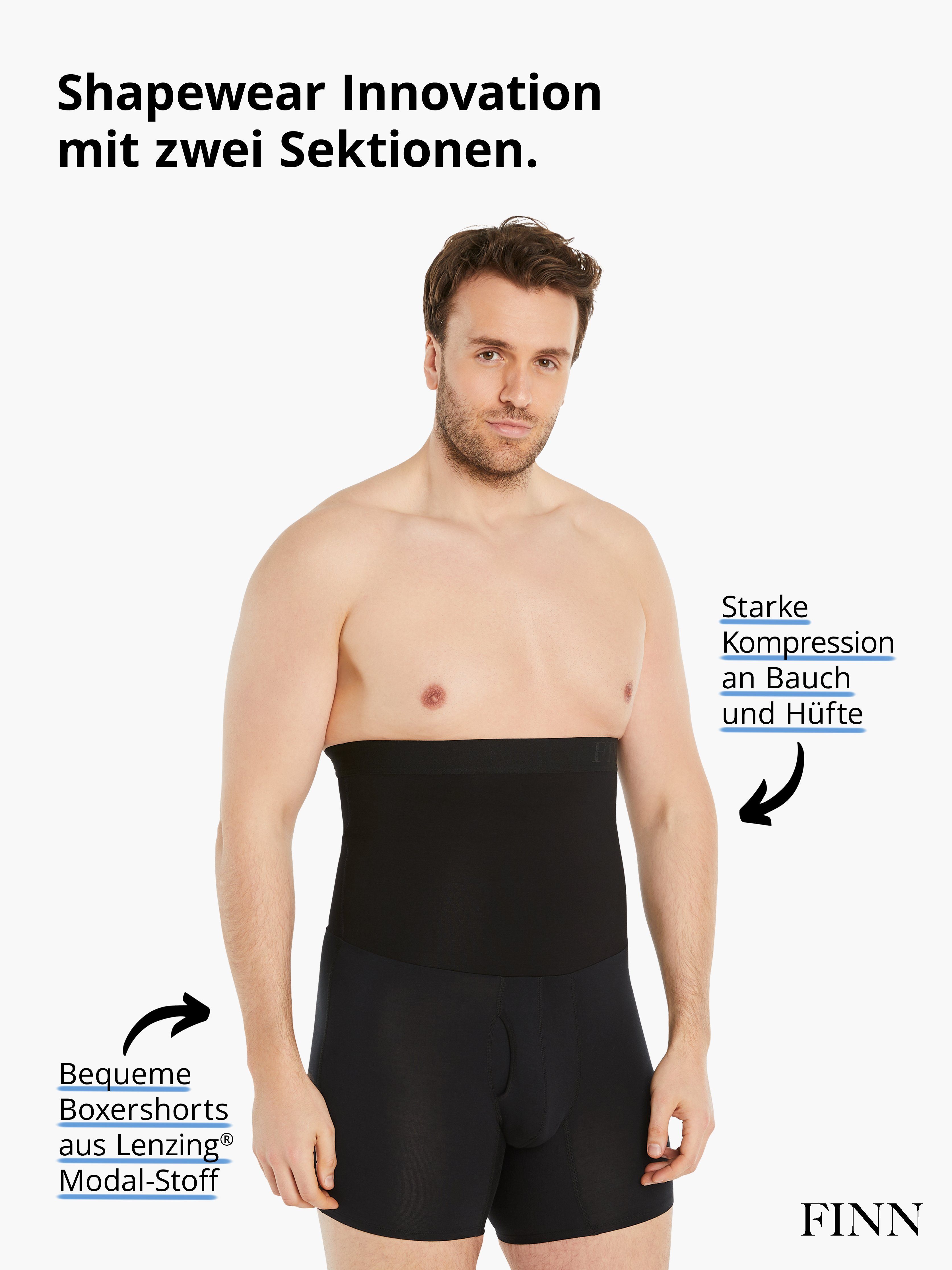 Herren Schwarz starke Kleidergröße weniger Kompressions-Shorts Shapinghose eine extra Design FINN Shapewear Kompression,