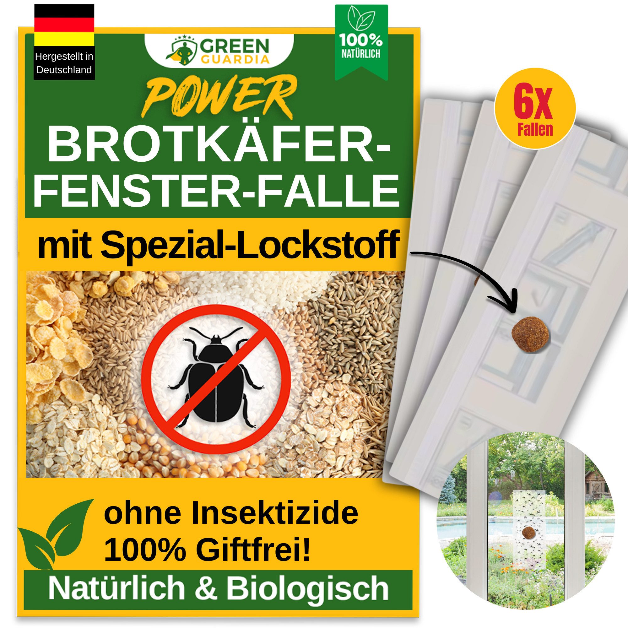 Insektenfalle Brotkäfer Fenster-Falle mit Spezial-Lockstoff - insektizidfrei