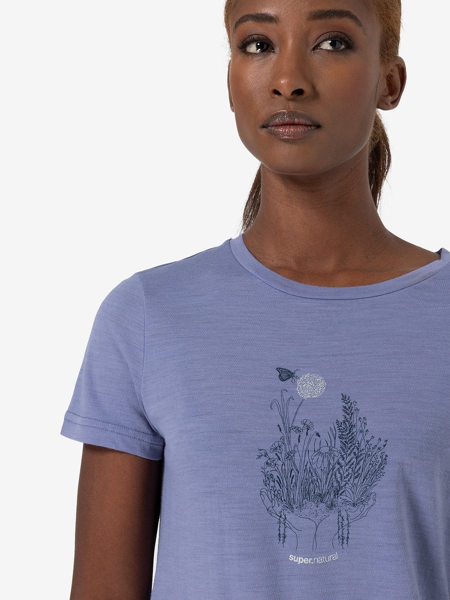 SUPER.NATURAL T-Shirt für Damen, Merino FLOWERHANDS günstig online kaufen