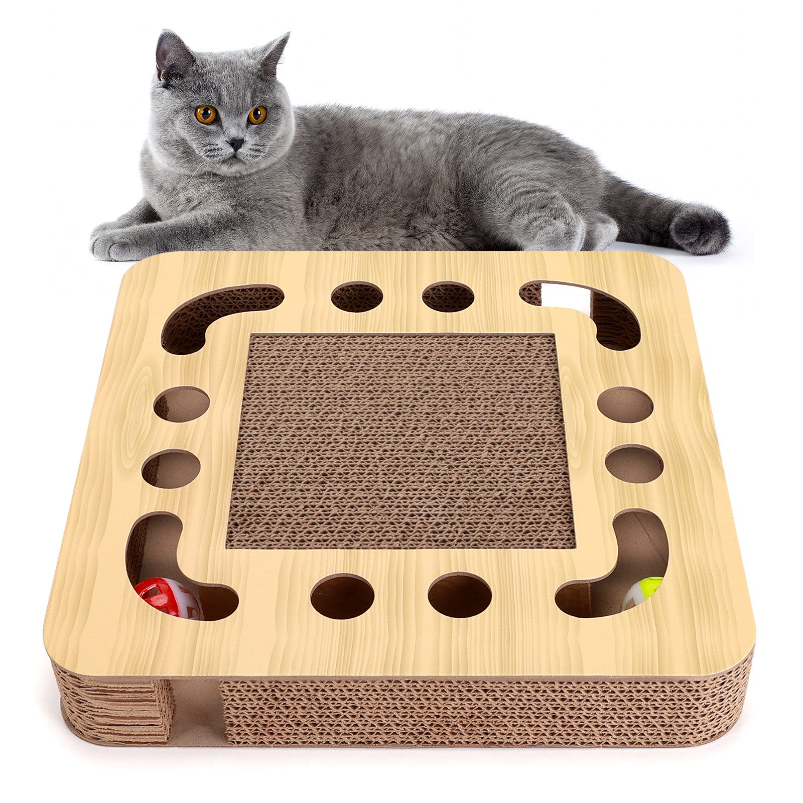 Kratzpappe Katzen kratzbrett mit Minze 3 in 1 Wellpappe Kratzmatte Katze
