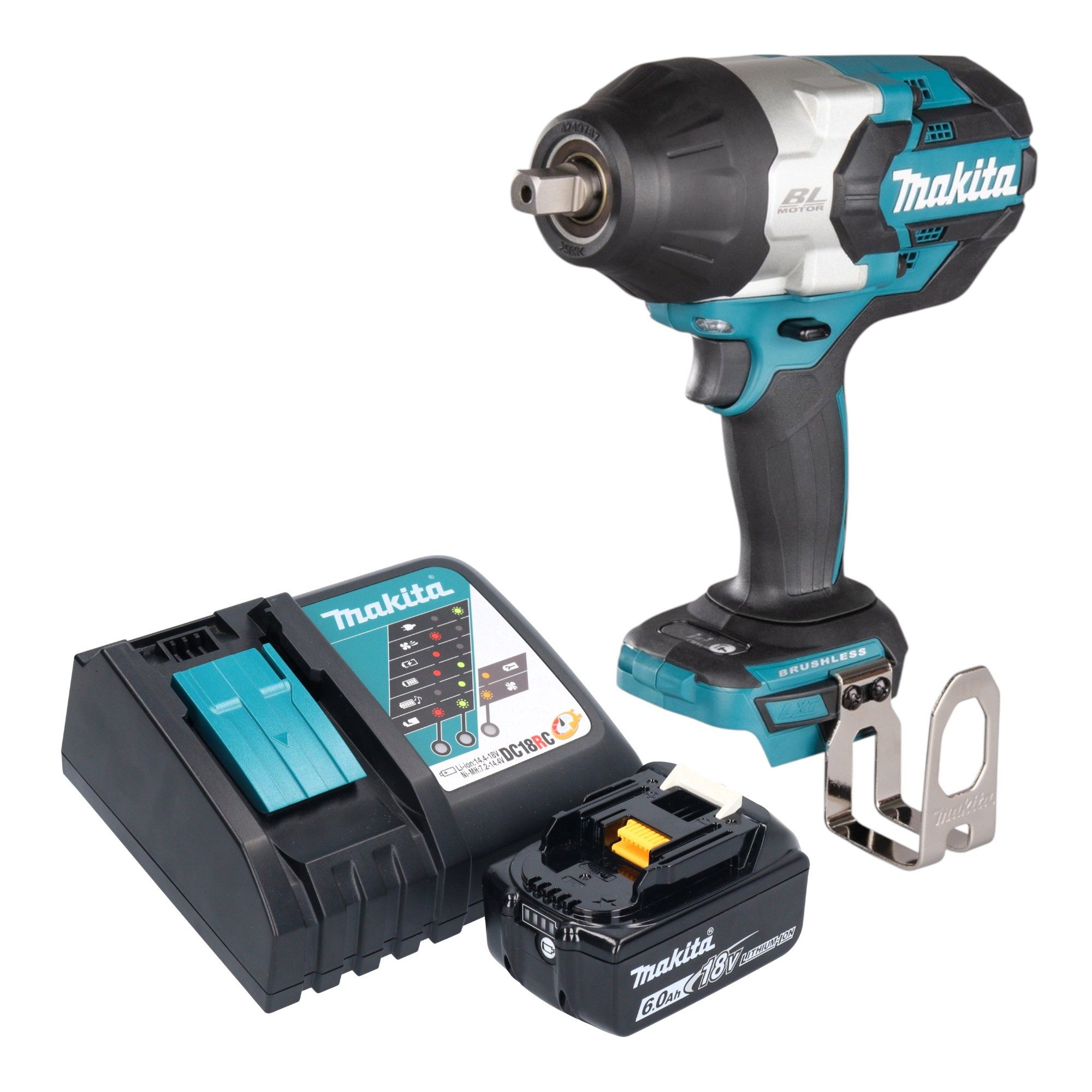 Makita Akku-Schlagschrauber DTW 1004 RG1 18 V 1050 Nm 1/2" Brushless + 1x Akku 6,0 Ah + Ladegerät