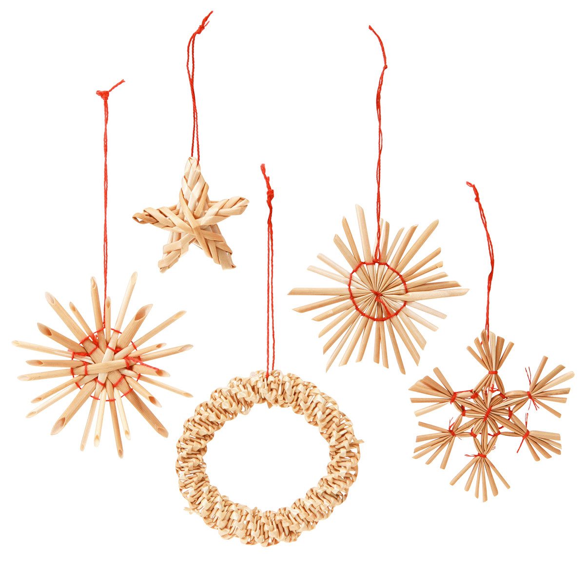 Posiwio Christbaumschmuck Handgefertigter Stroh-Christbaumschmuck für Weihnachtsdeko und, 17 St