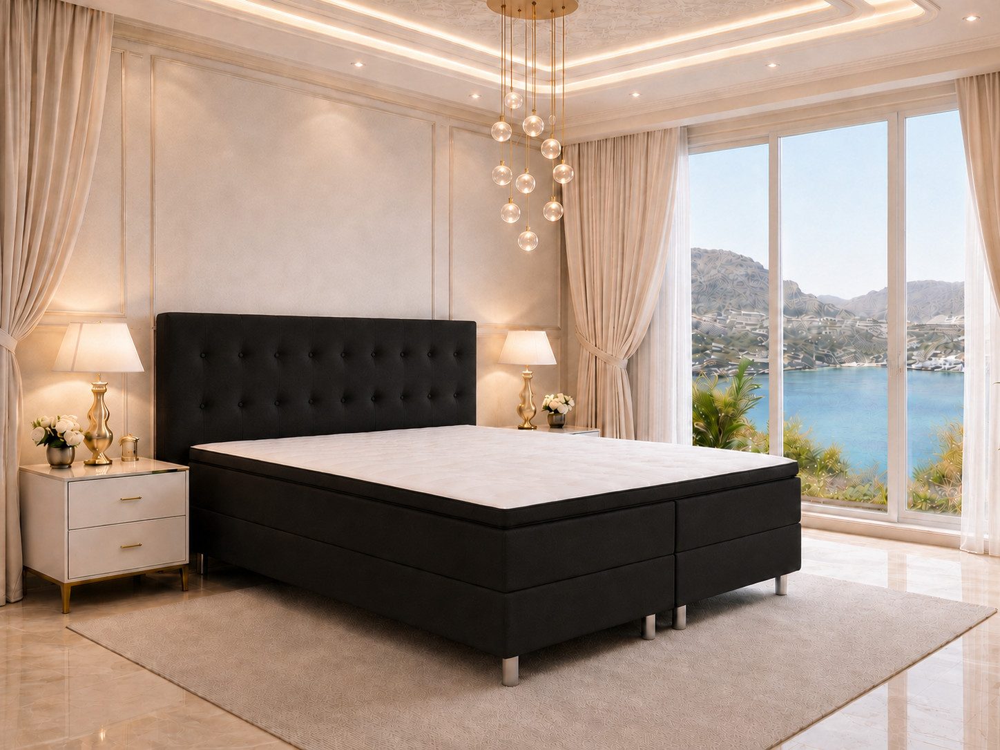 Best for Home Boxspringbett Neo Boxspring bett – 7-Zonen Bonnell Matratze mit Topper, Schwarz (Komplettbett, 6-St., 140x200 160x200 180x200 200x200 cm), TOP Preis-Leistungsverhältnis, schwarz