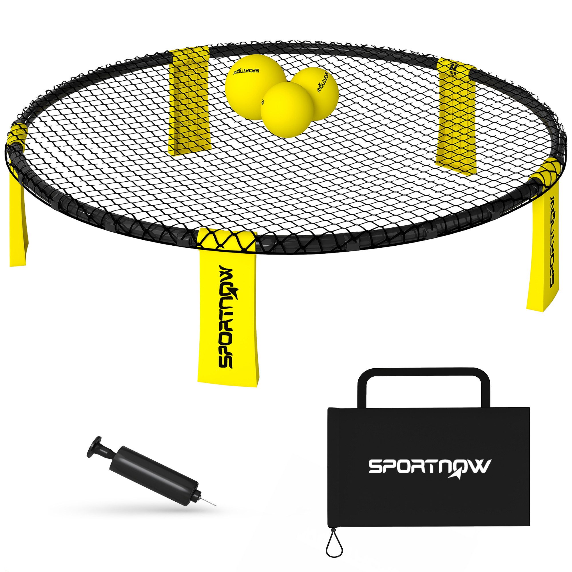 Spielball mit Spielnetz, 3 Bällen, Tragetasche, Ballpumpe