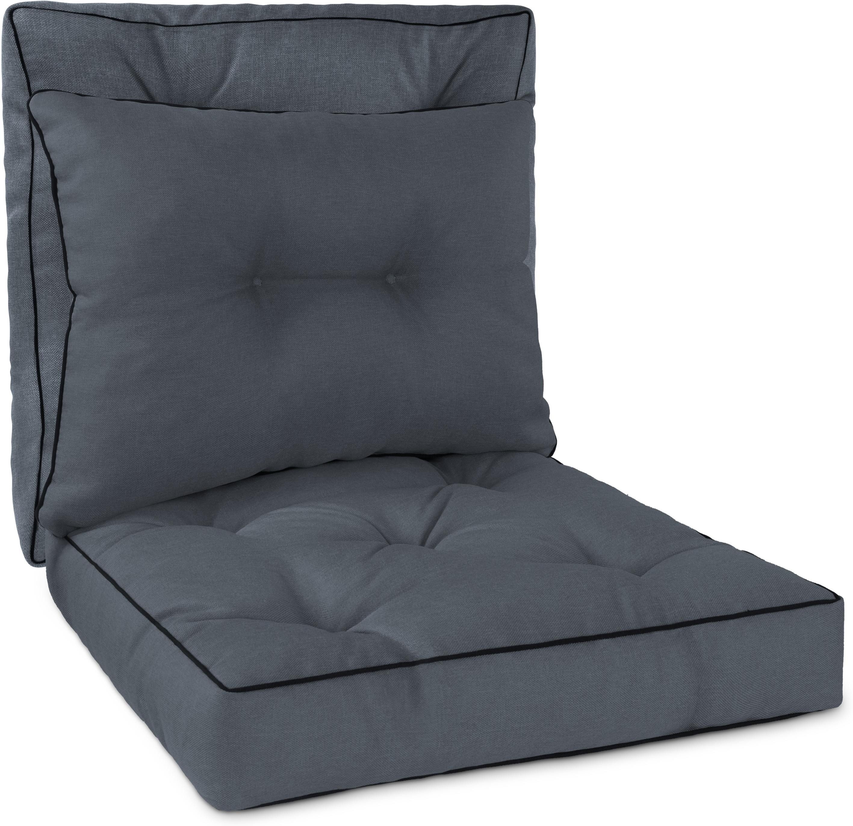 Aspero Sitzauflage Auflagen Set 2 Sitzkissen und 1 Rückenkissen, Outdoor Stuhlkissen-Set 2x 50x50 cm + 1x 50x40 cm
