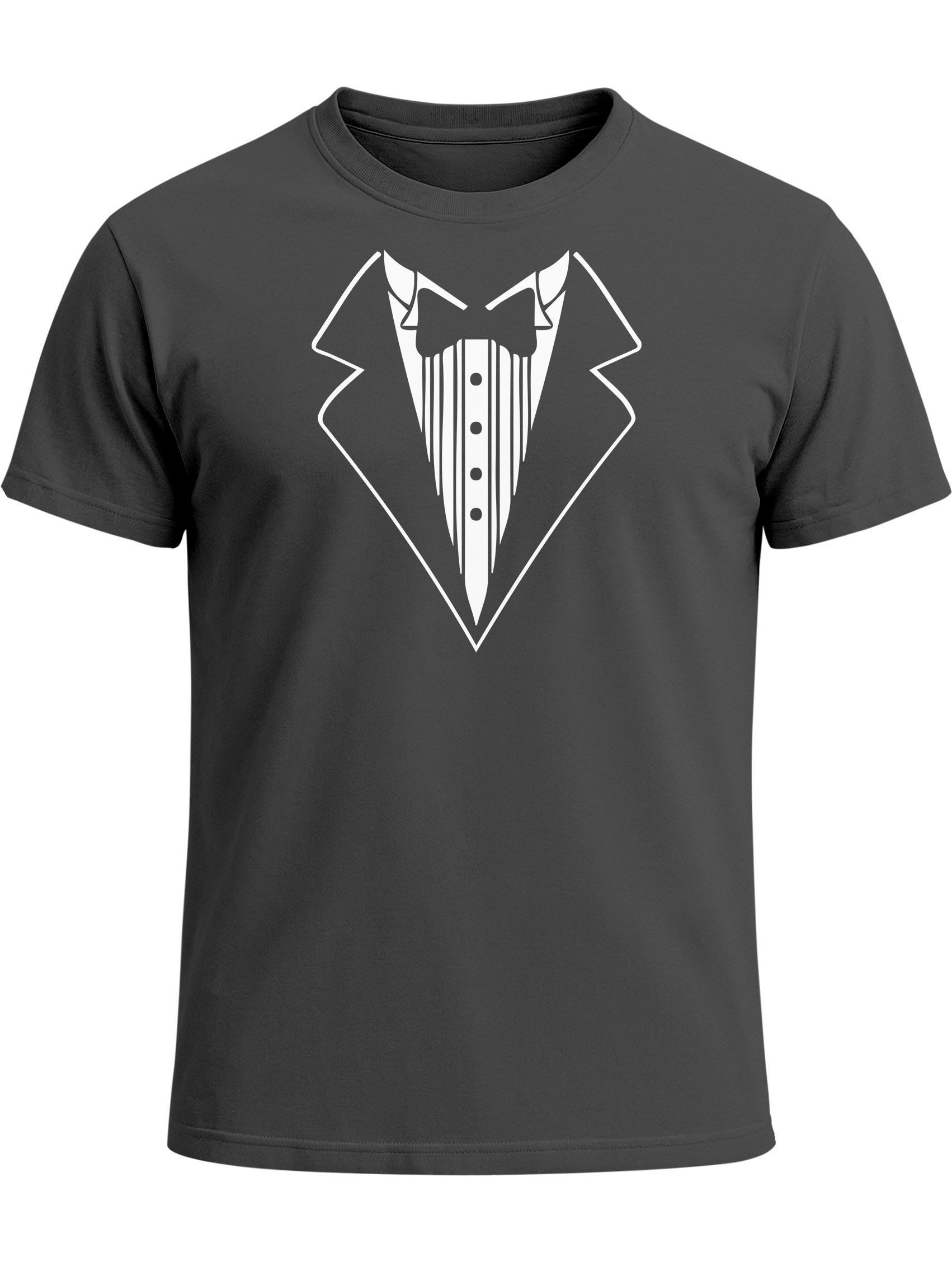 Print-Shirt Herren T-Shirt Fasching Karneval - Smoking -Kostüm-Ersatz Verkleidung