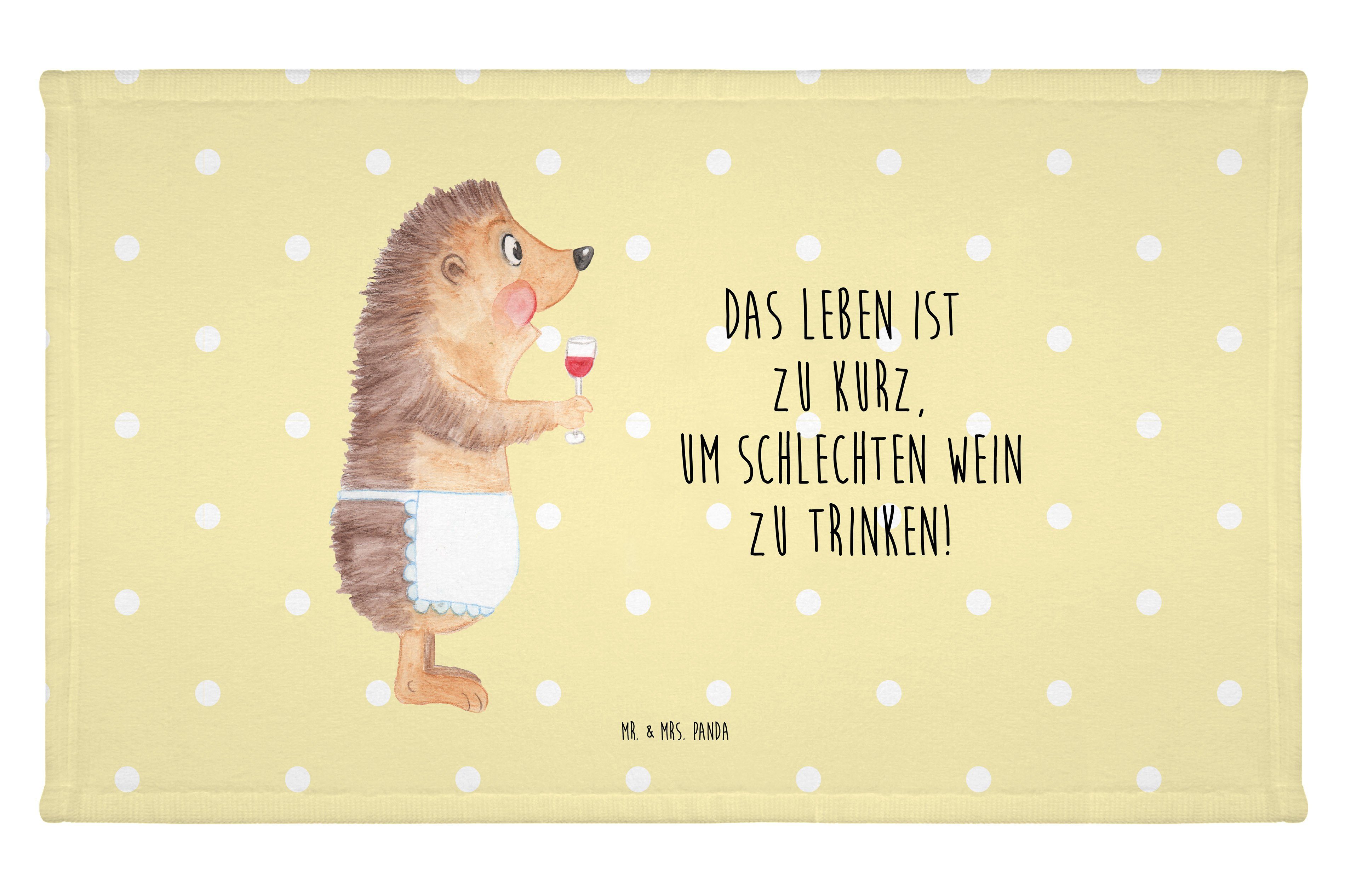 Mr. & Mrs. Panda Handtuch »Igel mit Wein Gelb Pastell Wein trinken